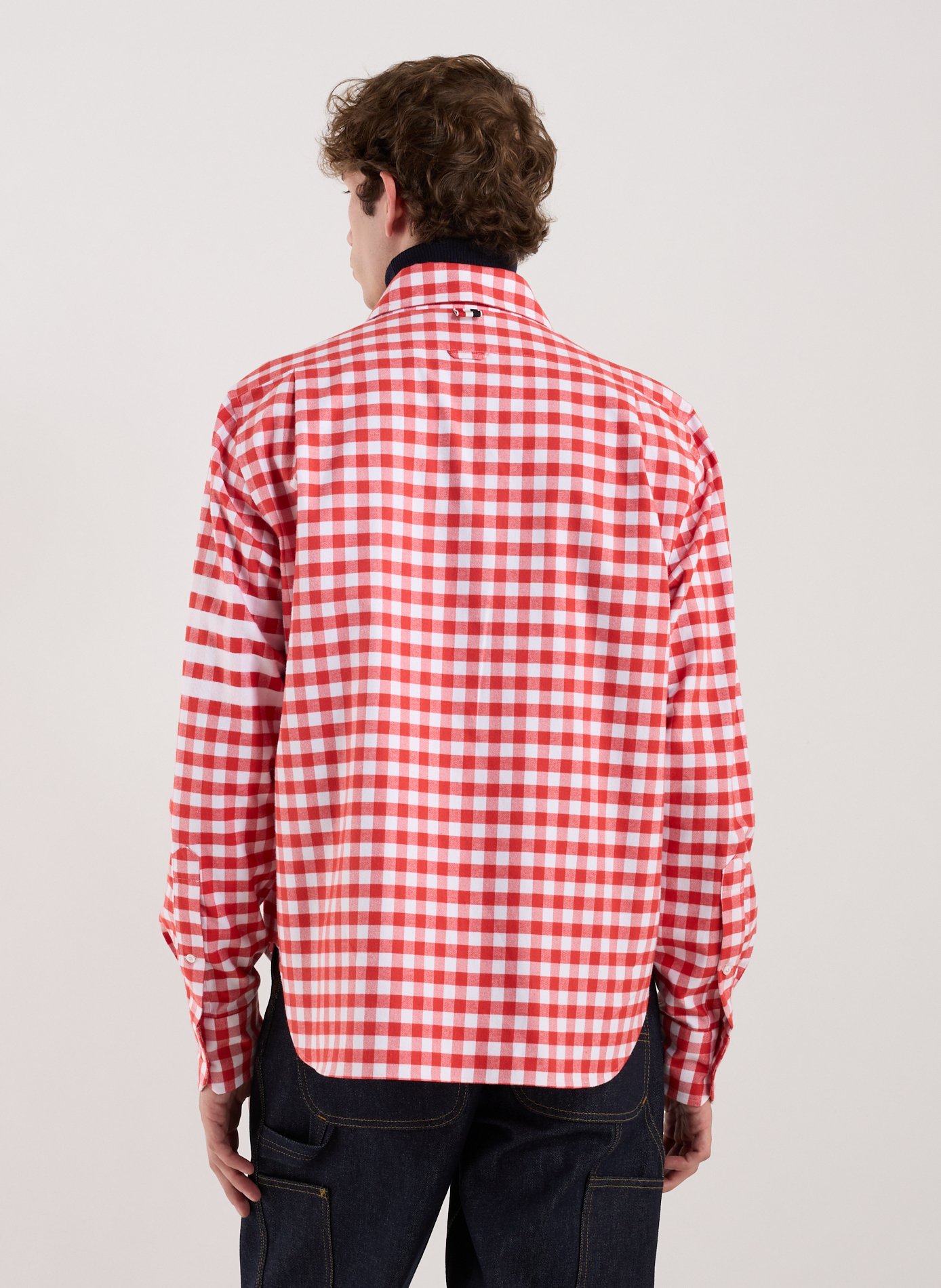 Straight checked cotton overshirt THOM BROWNE Red