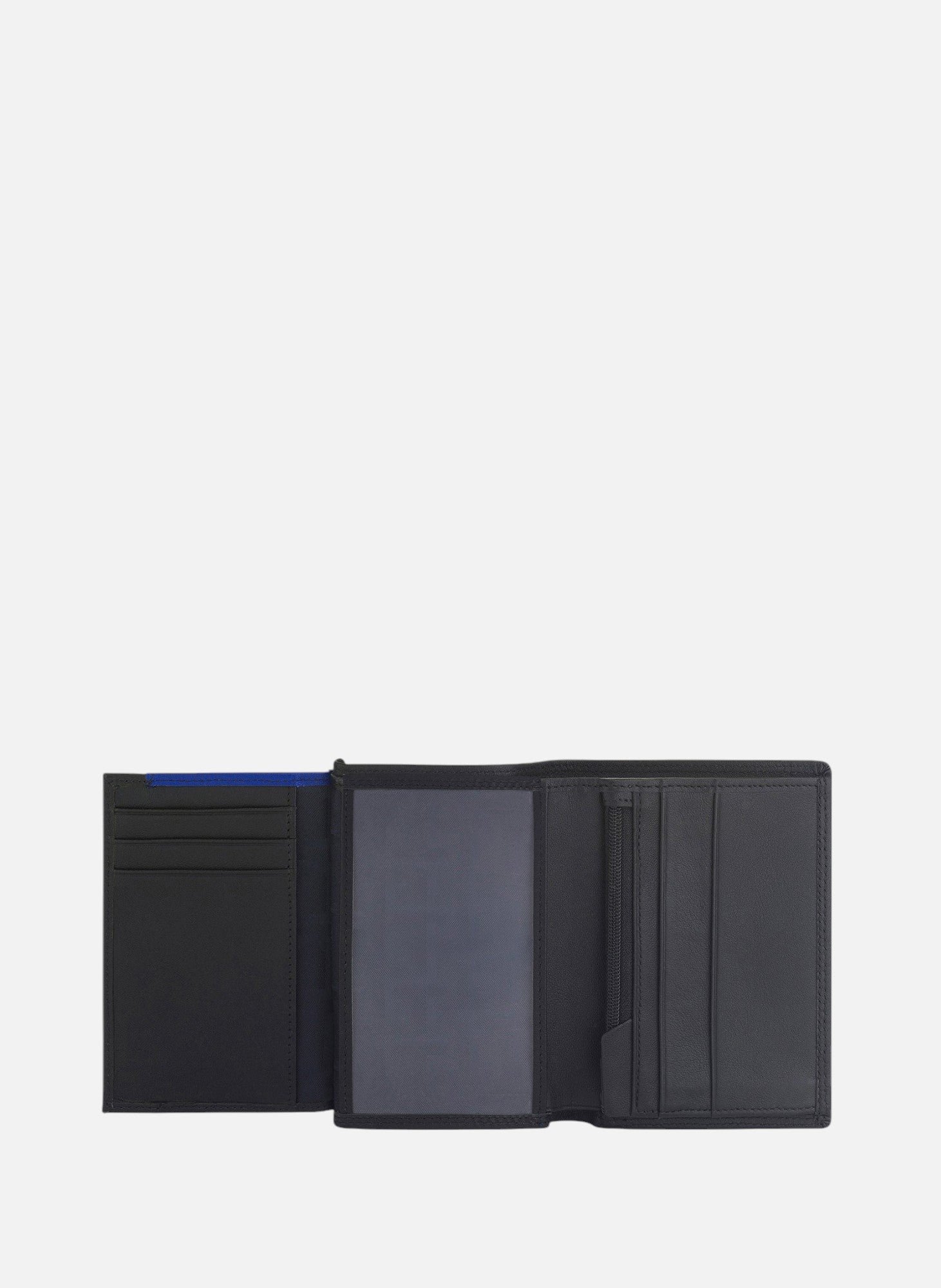 Petit portefeuille vertical zippé 2 volets martin en cuir lisse Noir