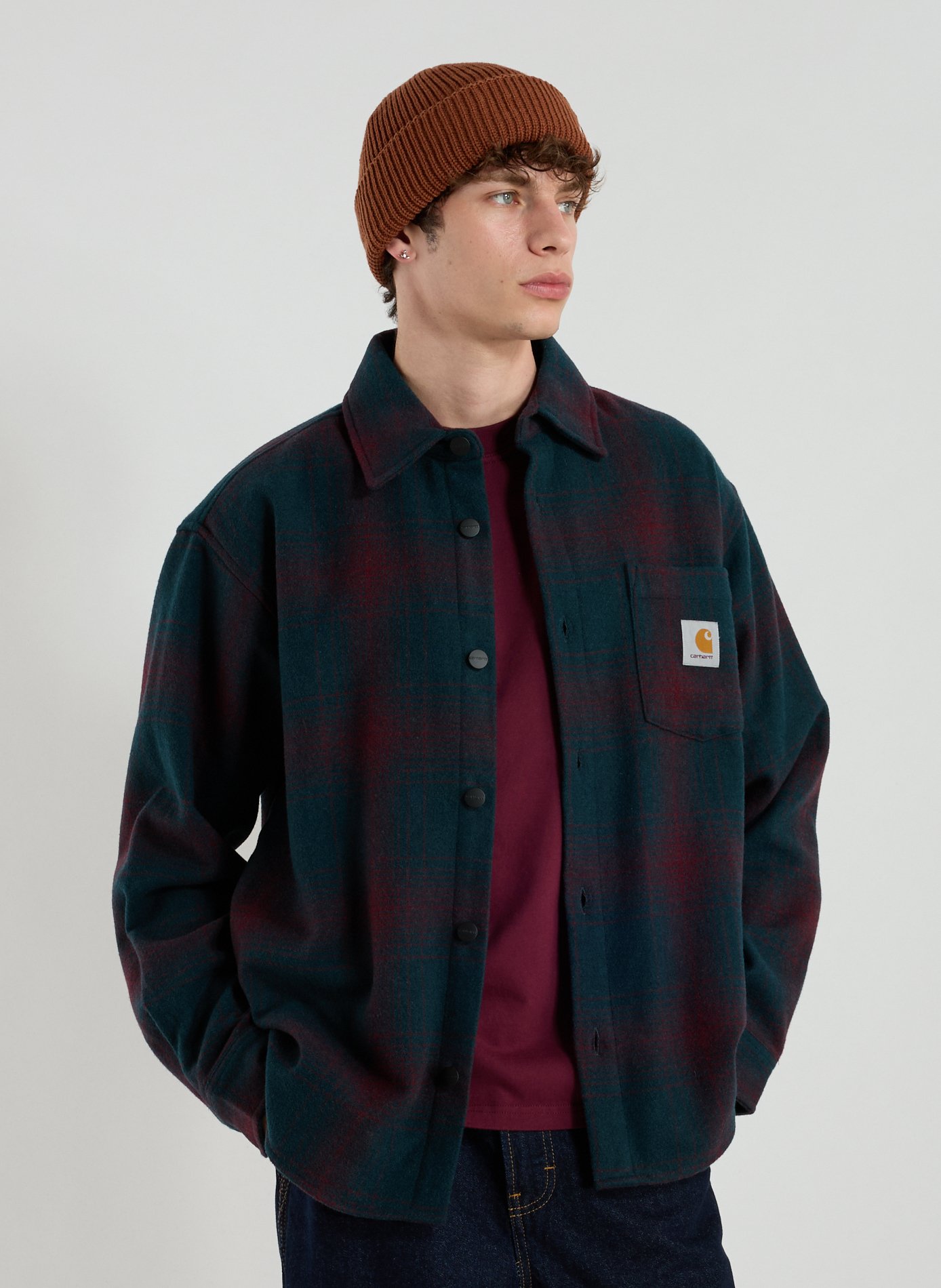 CARHARTT WIP Shirt with classic collar in blended wool Green