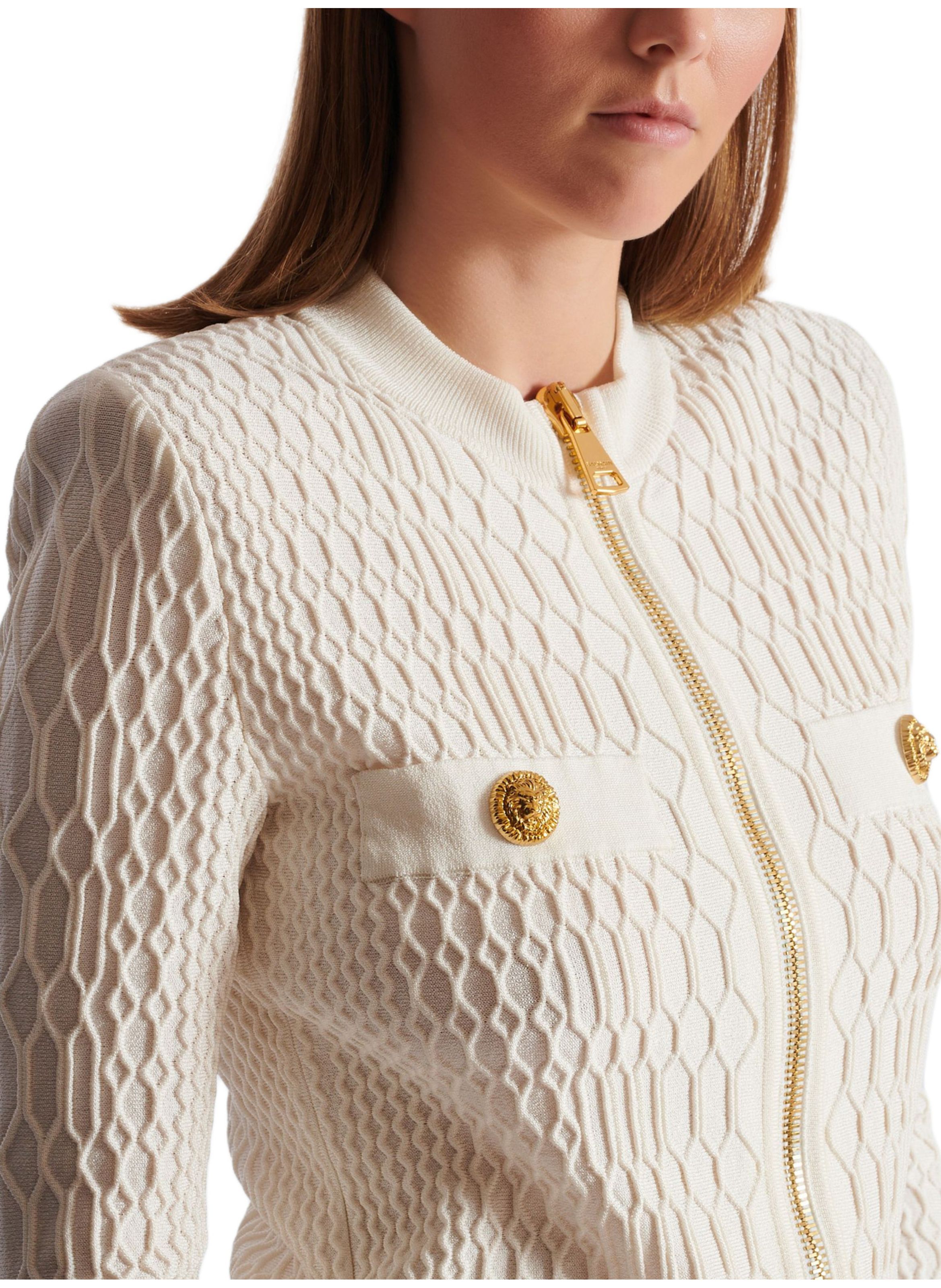 Veste en maille croco BALMAIN Beige