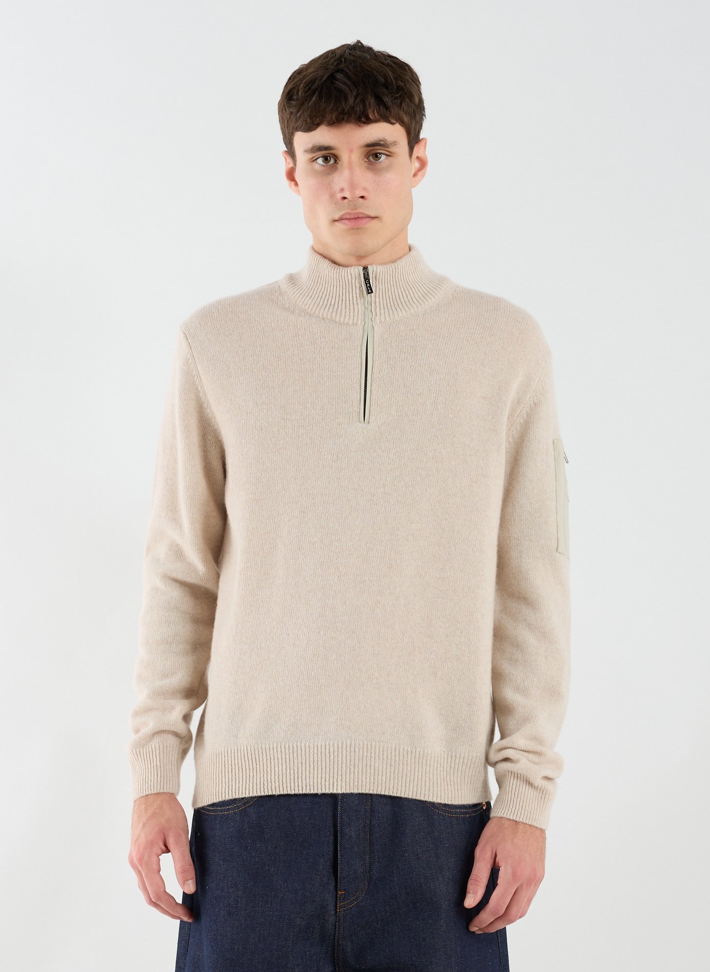 1789 CALA Pull col zippé en laine mélangée Beige