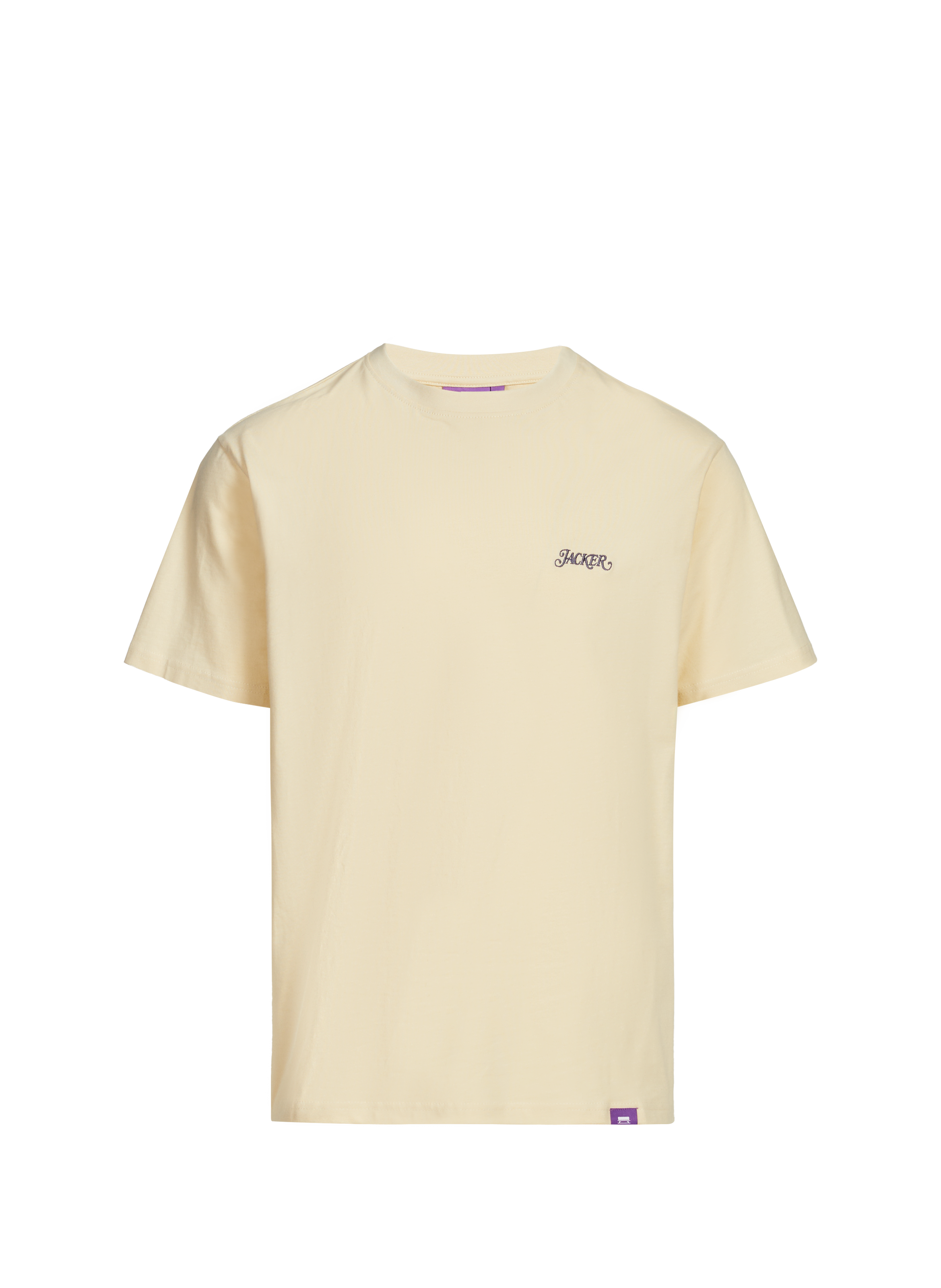 JACKER. Straight short-sleeved cotton T-shirt Beige