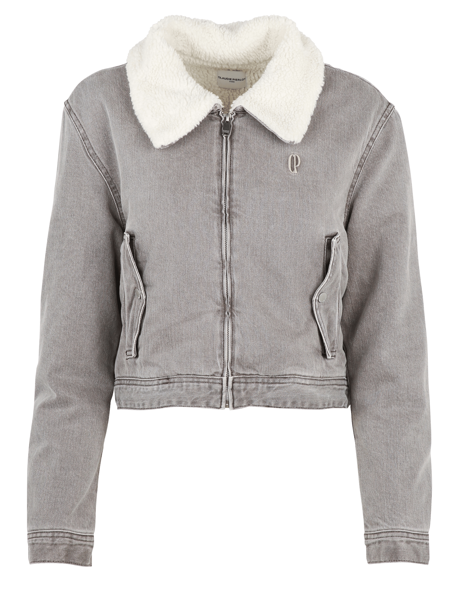 Veste en jean droite en coton mélangé virginybis CLAUDIE PIERLOT Beige
