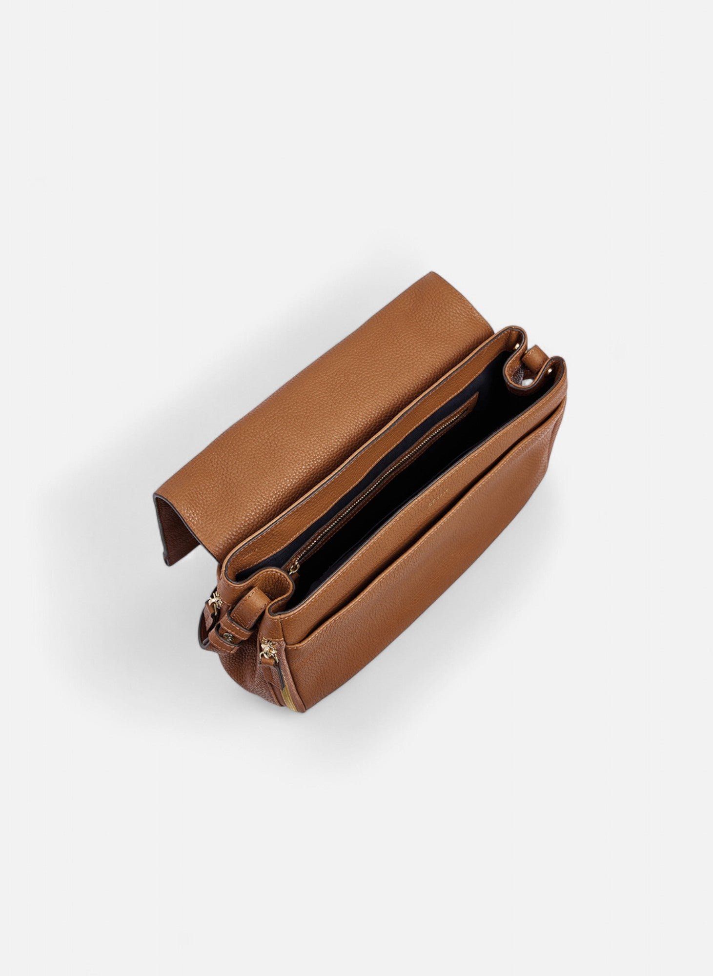 Sac bandoulière moyen modèle aurore en cuir grainé LE TANNEUR Marron