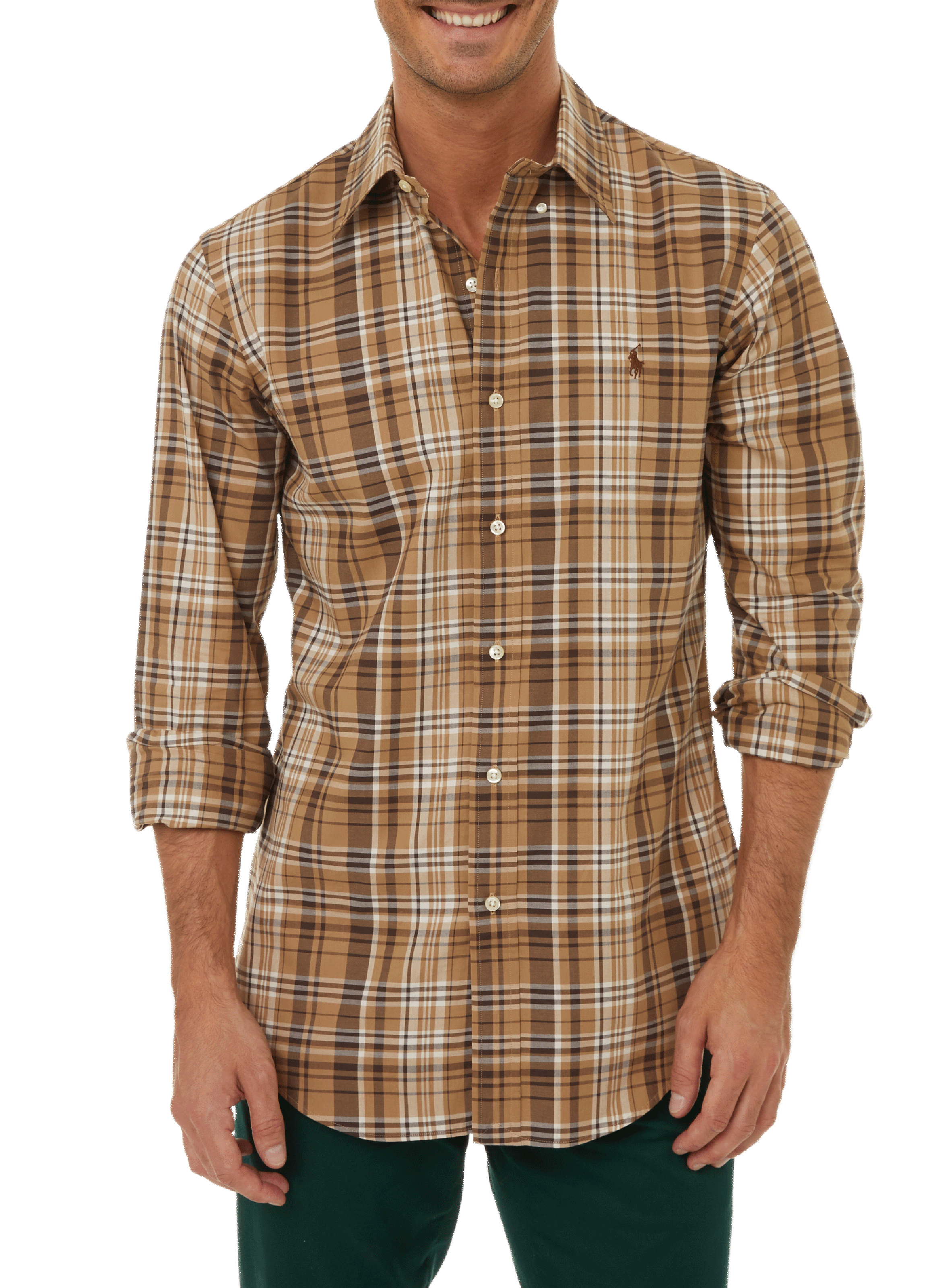 Chemise à carreaux en coton POLO RALPH LAUREN Marron