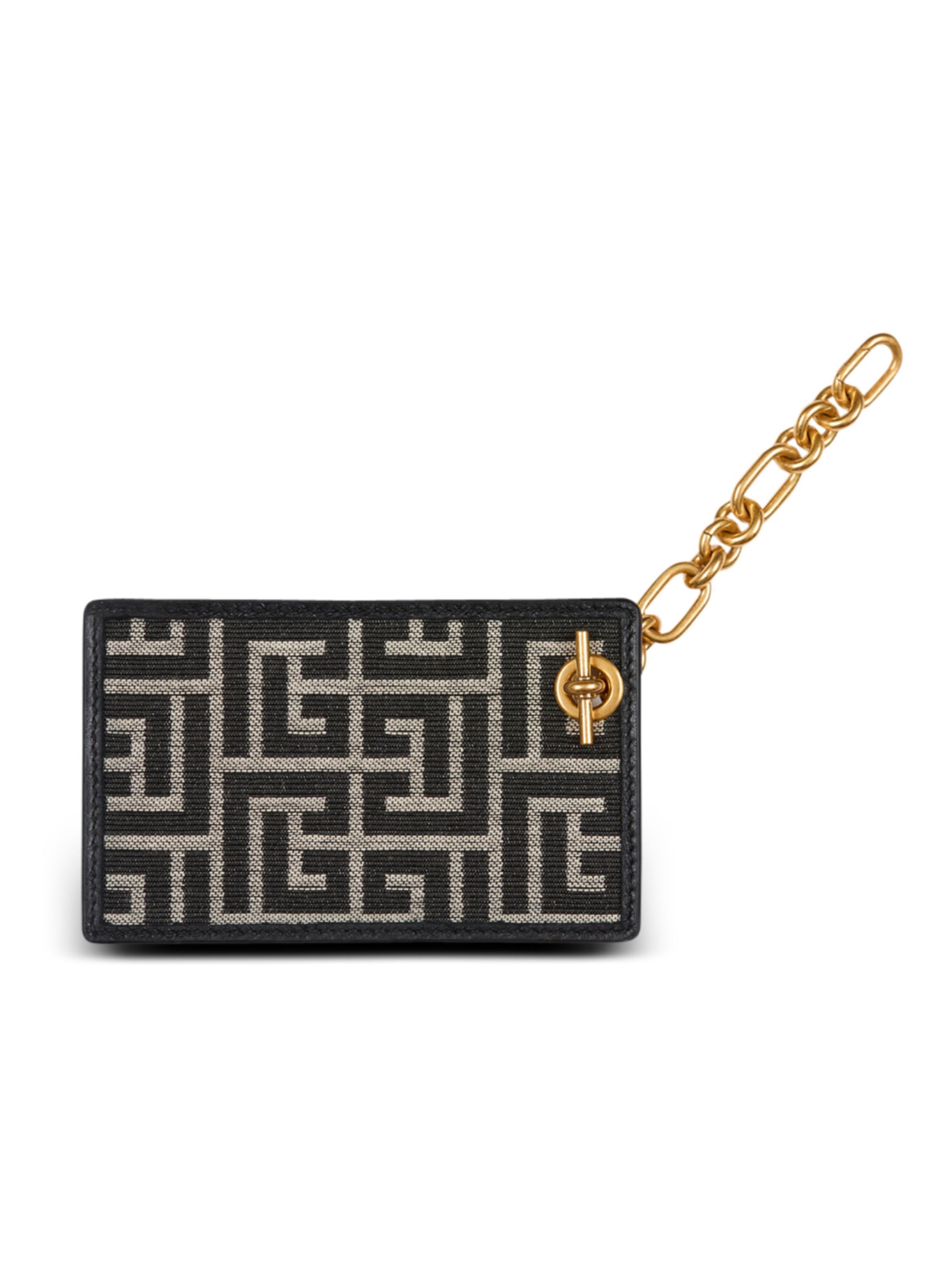 Porte-cartes pulse en jacquard monogramme BALMAIN Noir