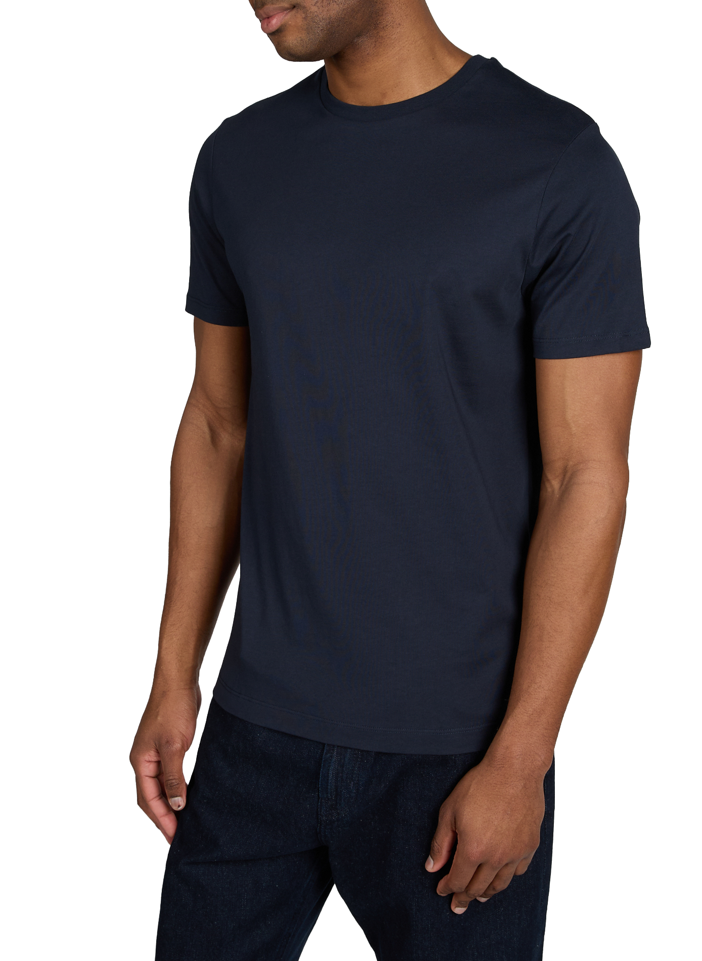 T-shirt uni à col rond en coton HACKETT Bleu