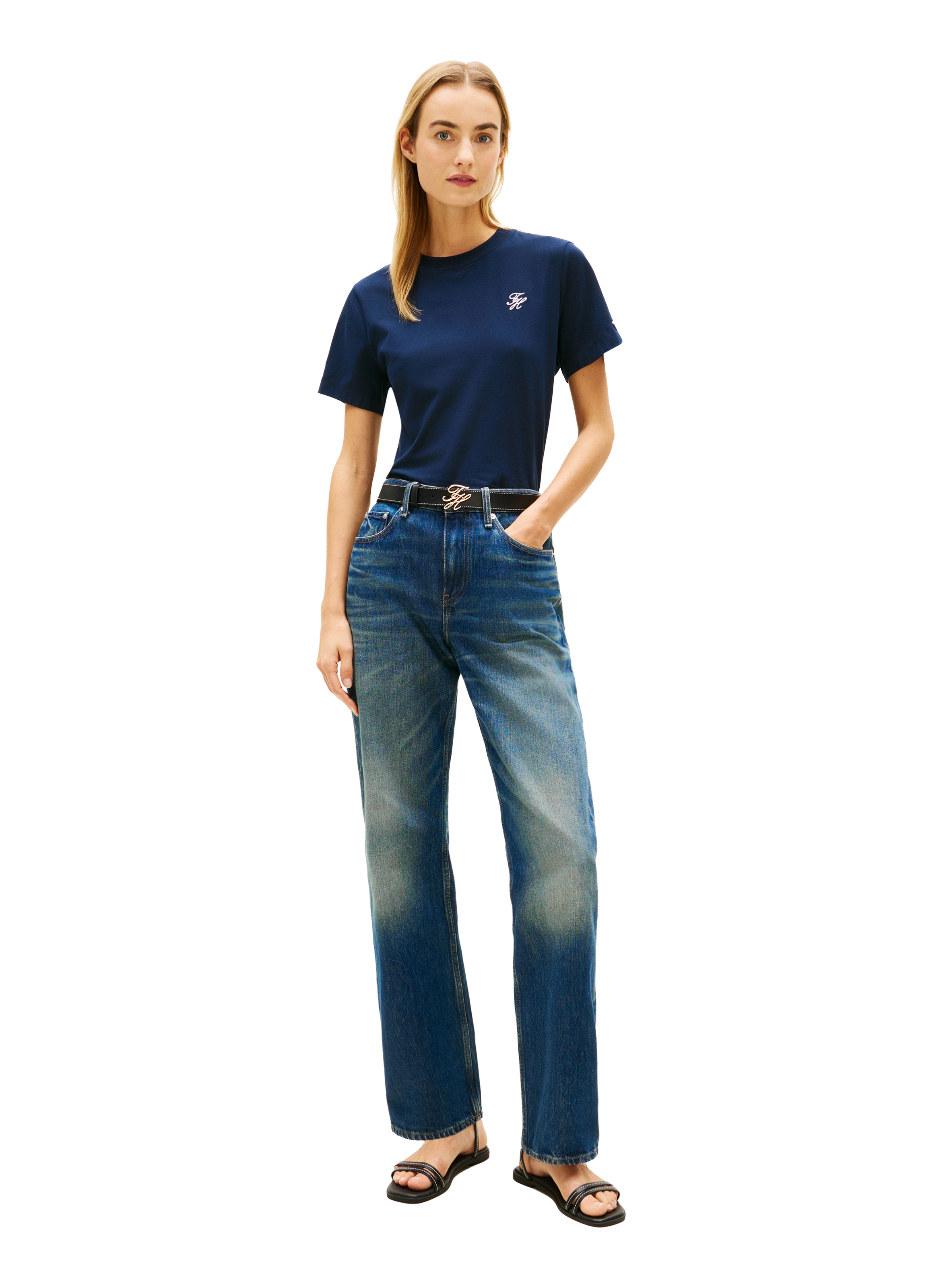 T-shirt avec logo en coton TOMMY HILFIGER Bleu