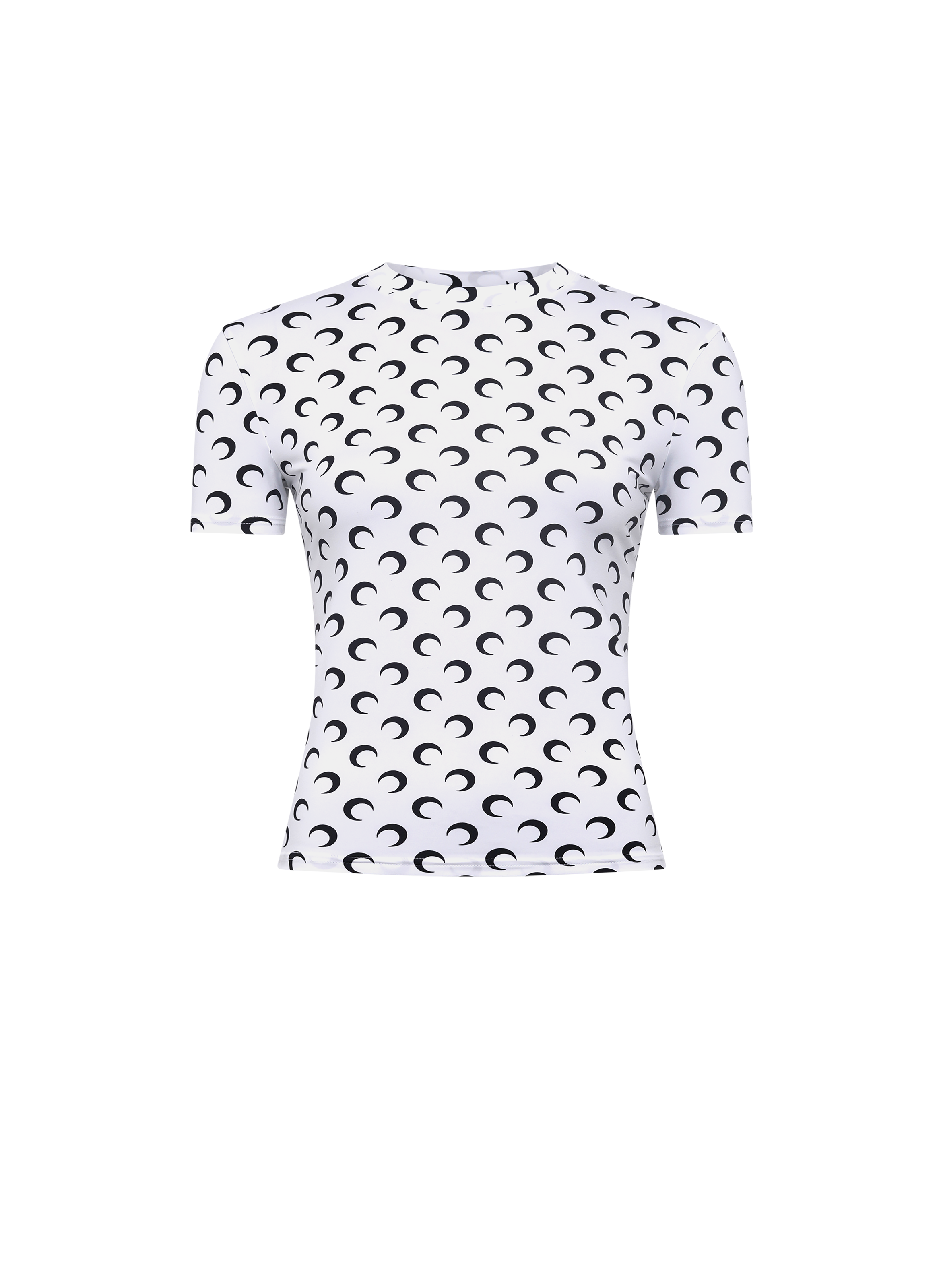 Top à col rond et manches courtes en jersey imprimé moon unisexe MARINE SERRE Blanc