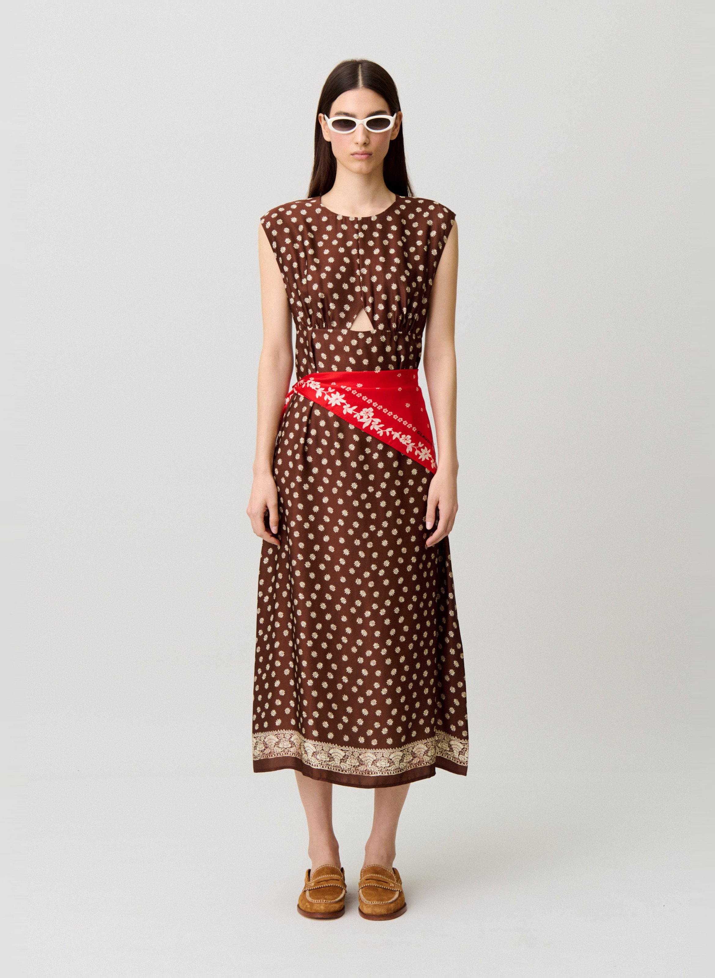 Robe longue col rond imprimé CLAUDIE PIERLOT Multicolore