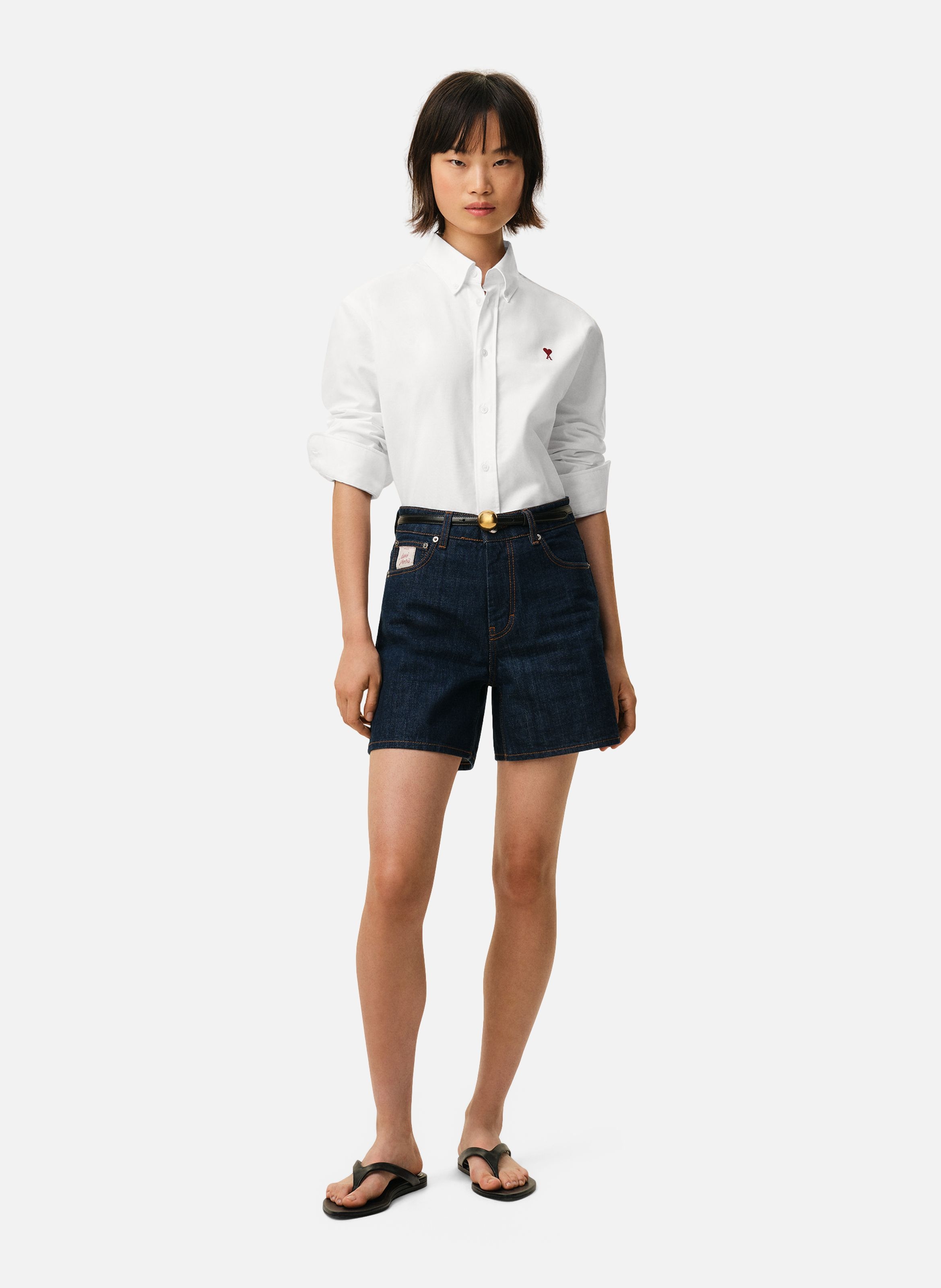 Chemise Col Boutonné Ami de Coeur unisexe AMI PARIS Blanc