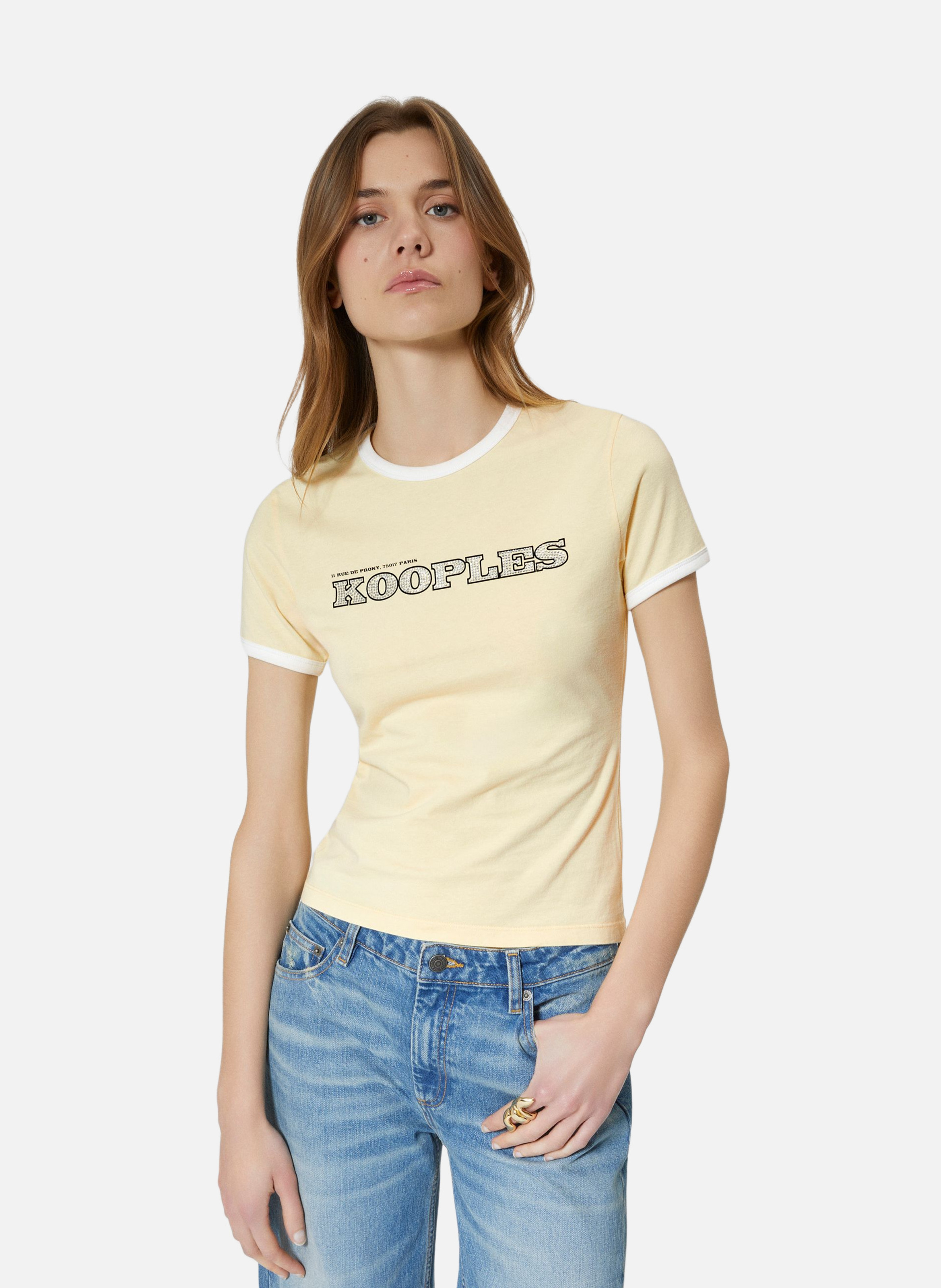 T-shirt avec logo strassé THE KOOPLES Jaune