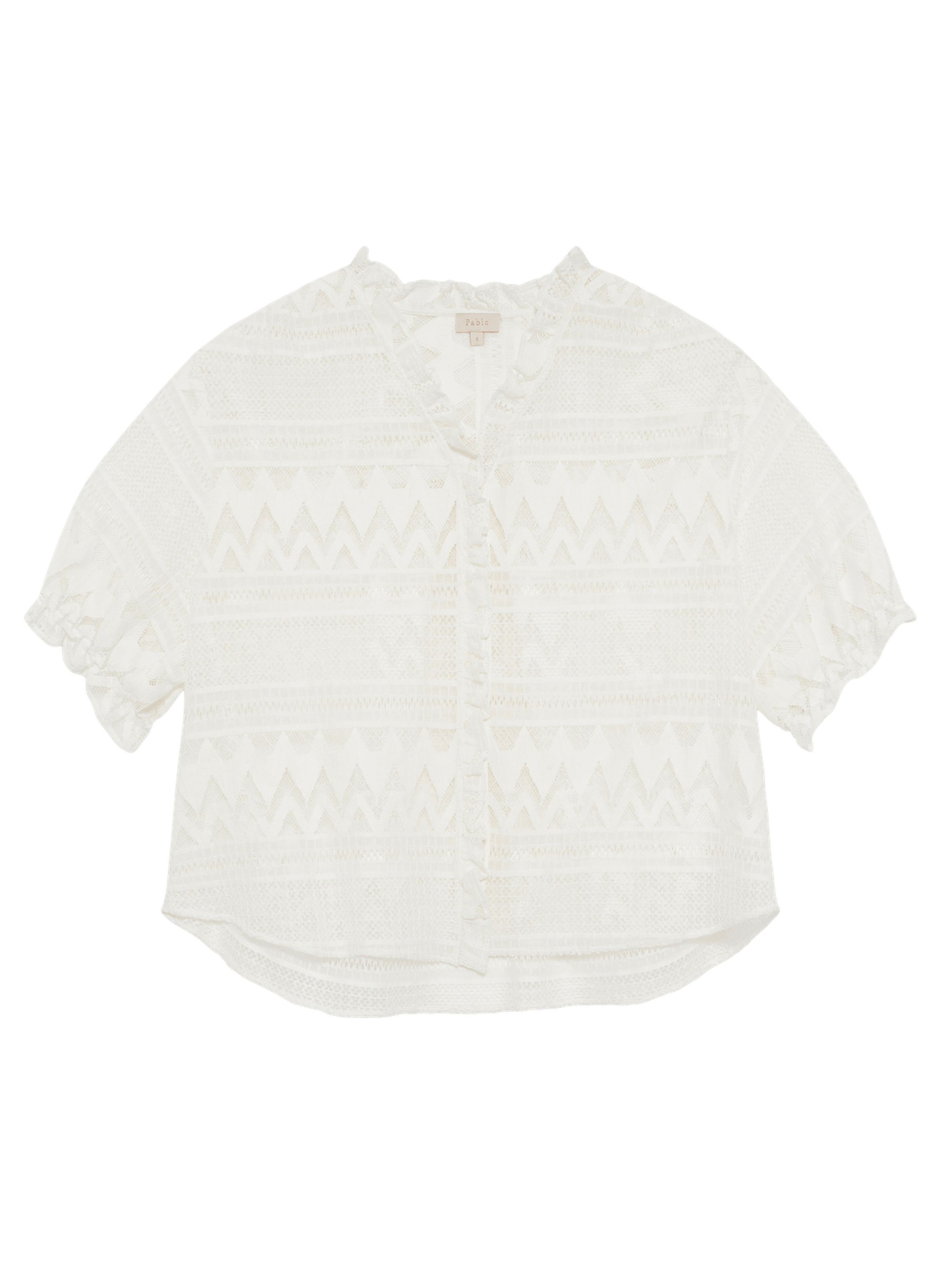 Chemise en dentelle à manches courtes - camie PABLO Blanc