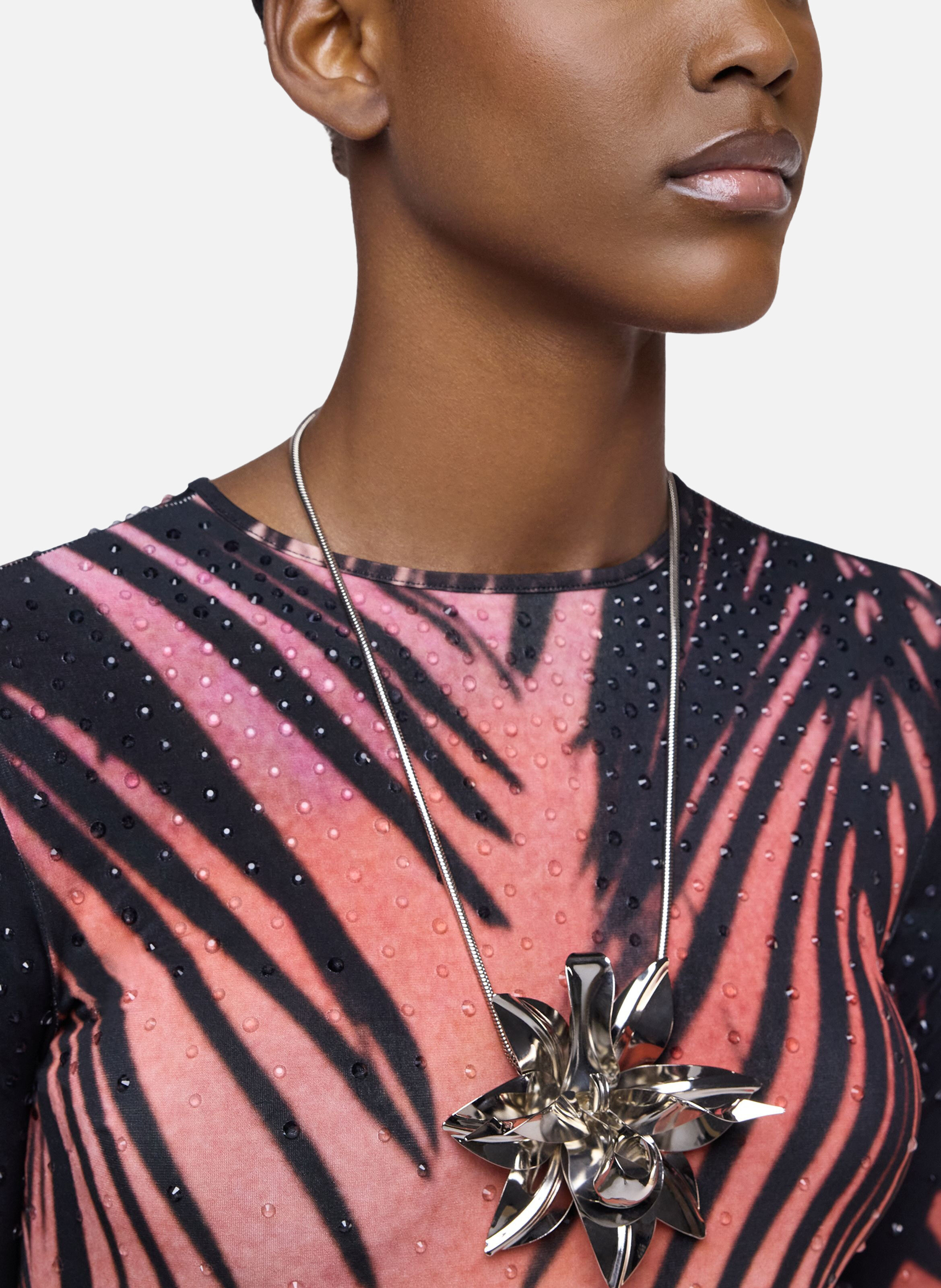 Collier avec pendentif fleur en métal RABANNE Argent