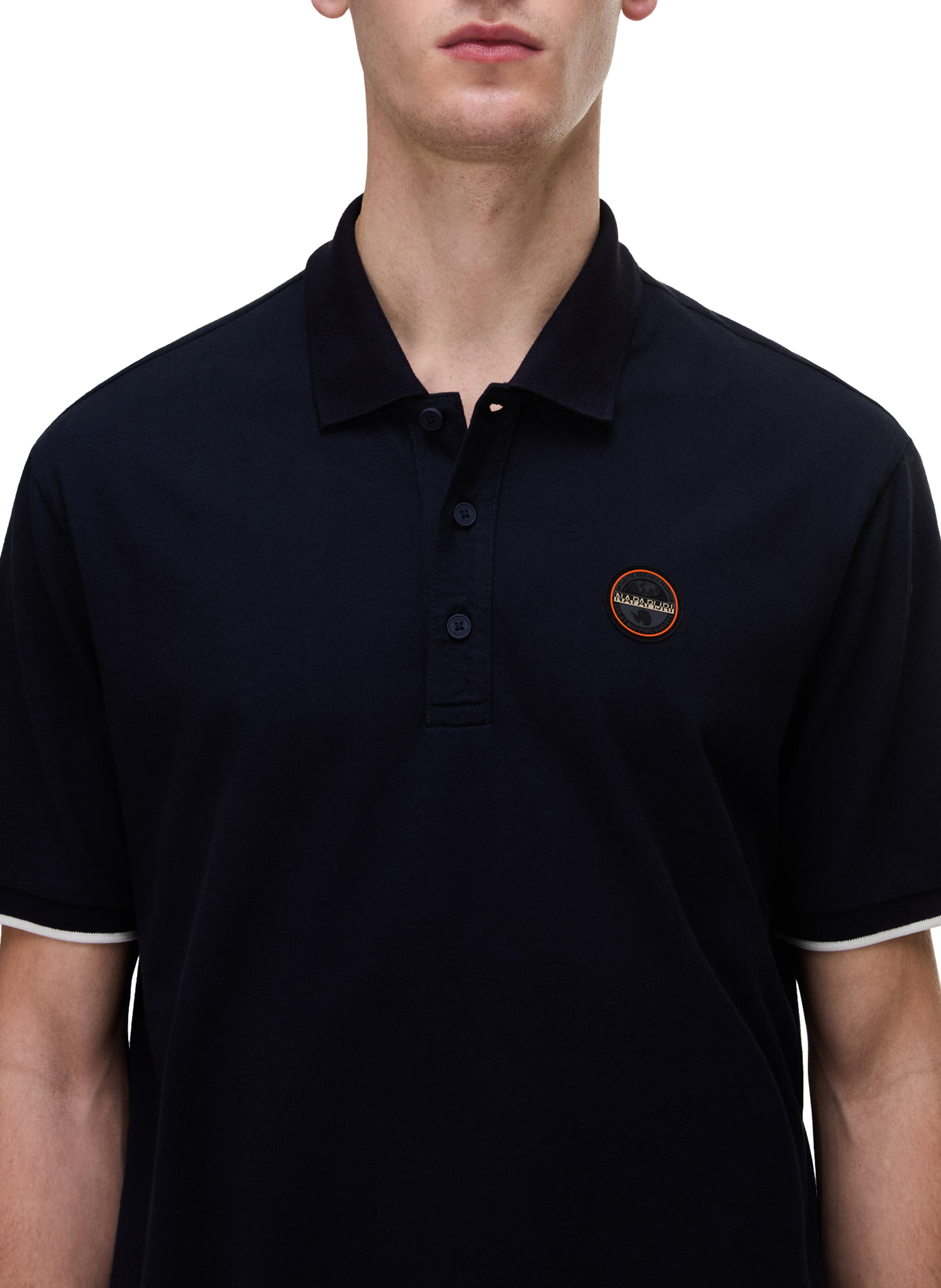 Polo droit à badge en coton  NAPAPIJRI Bleu