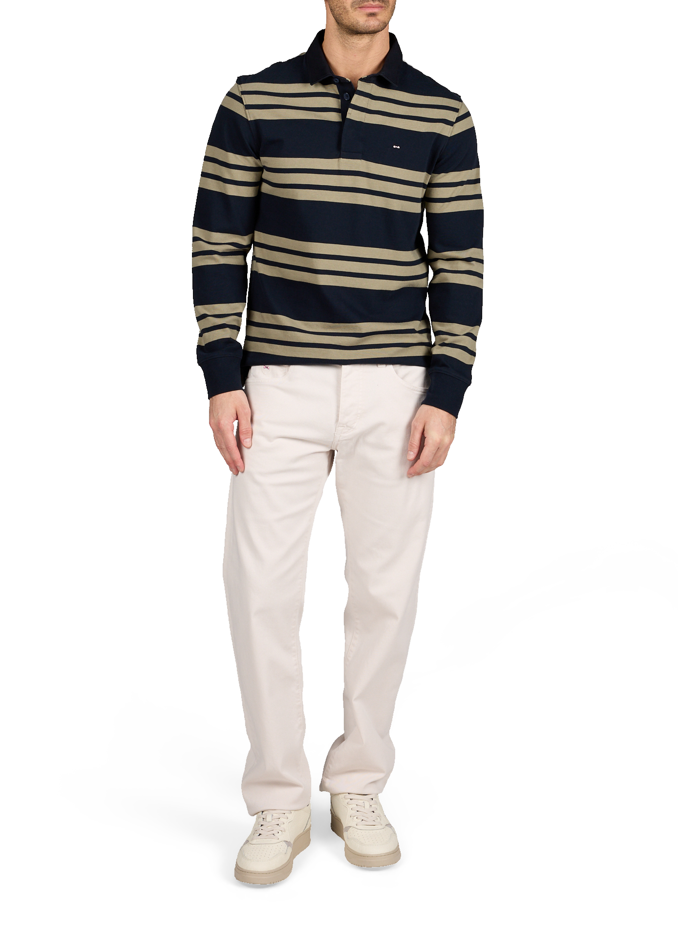 Polo manches longues à rayures EDEN PARK Bleu