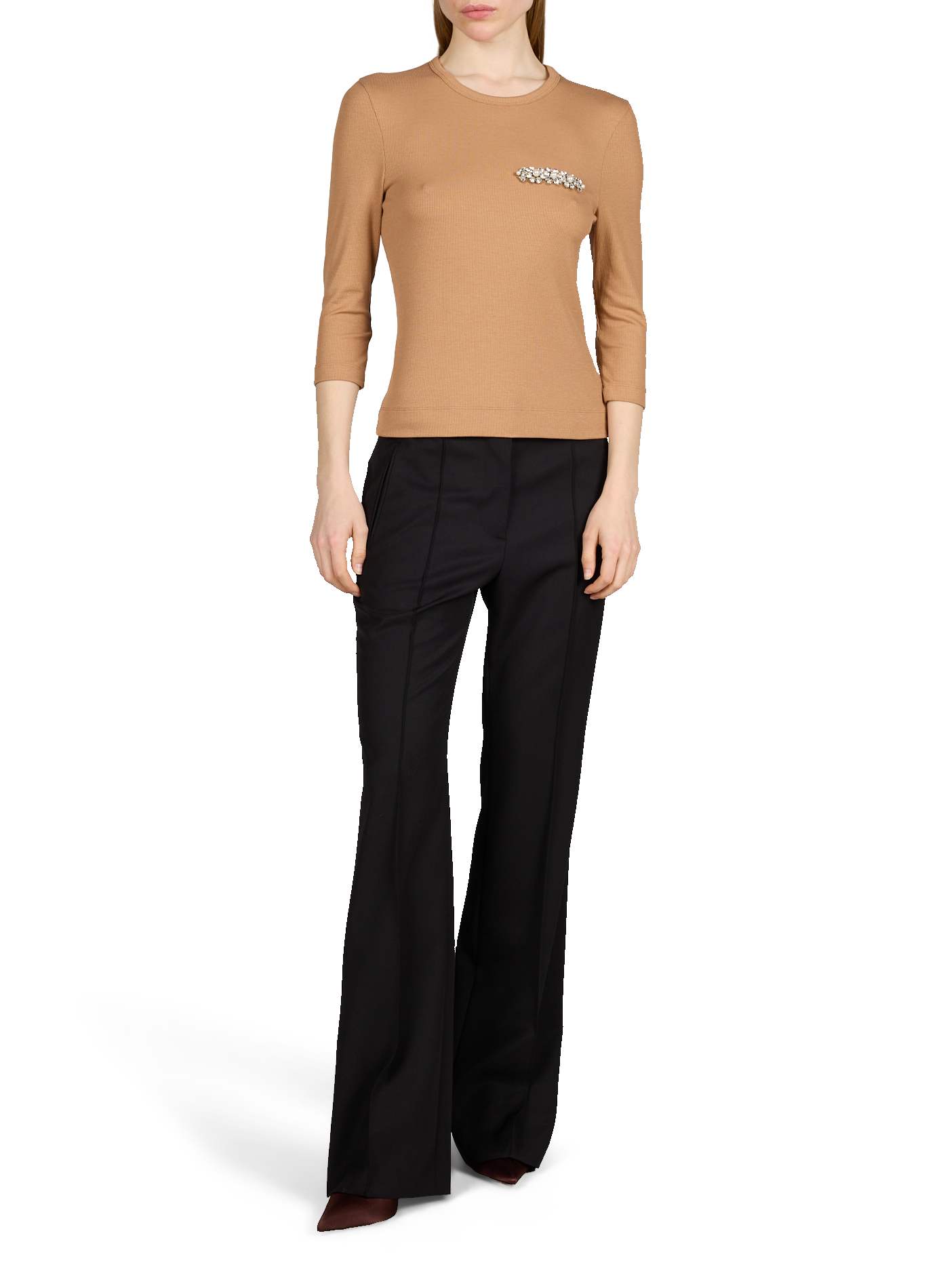 T-shirt ajusté col rond SIMONE ROCHA Beige