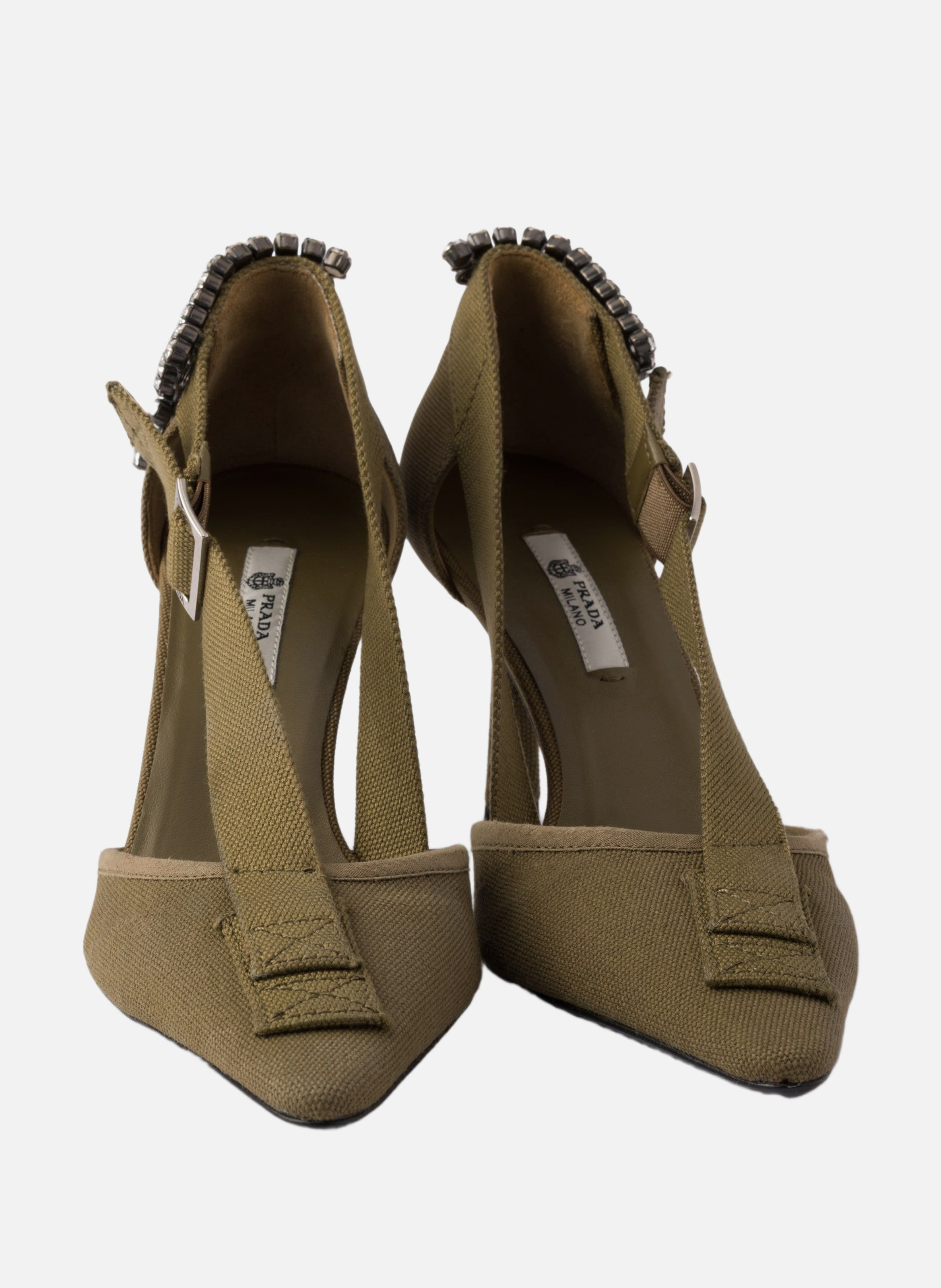 Escarpins en toile ornés de cristaux PRADA Vert