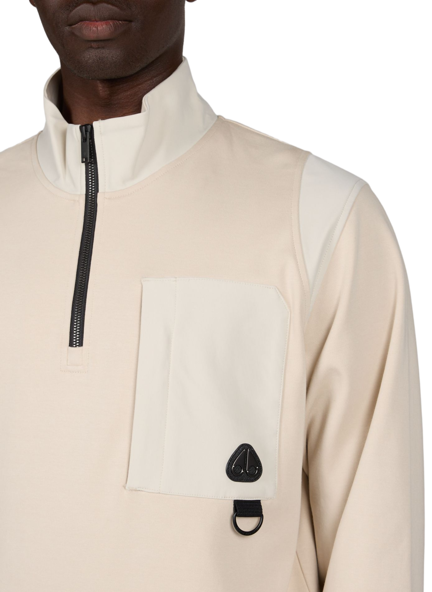 Straight cotton sweatshirt with trucker collar MOOSE KNUCKLES Grey