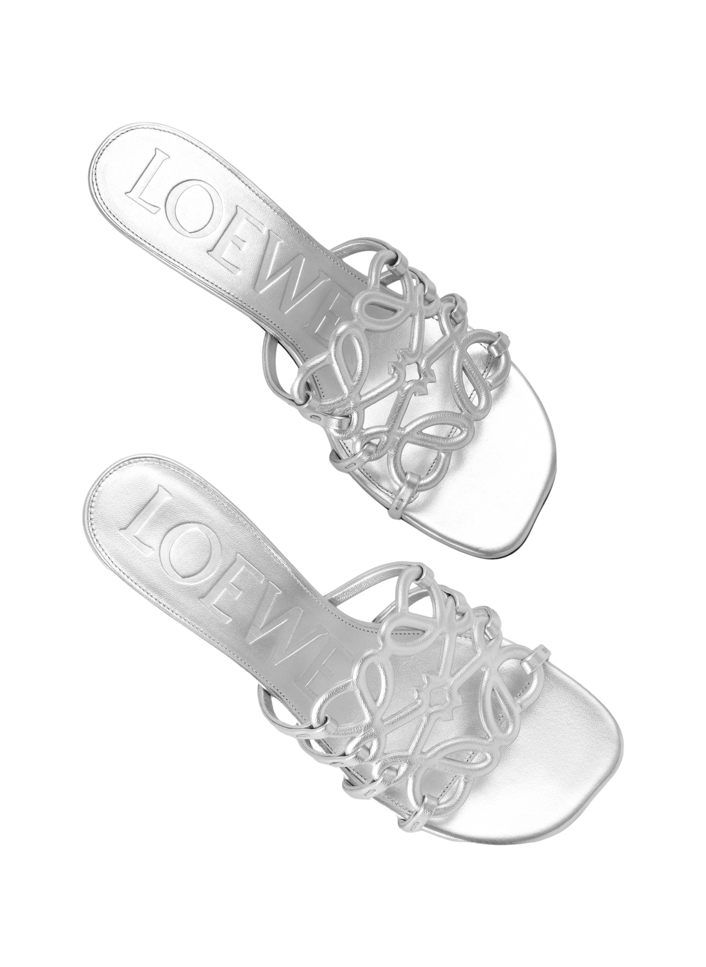 Petal Anagram Lamb Leather Mules LOEWE Silver