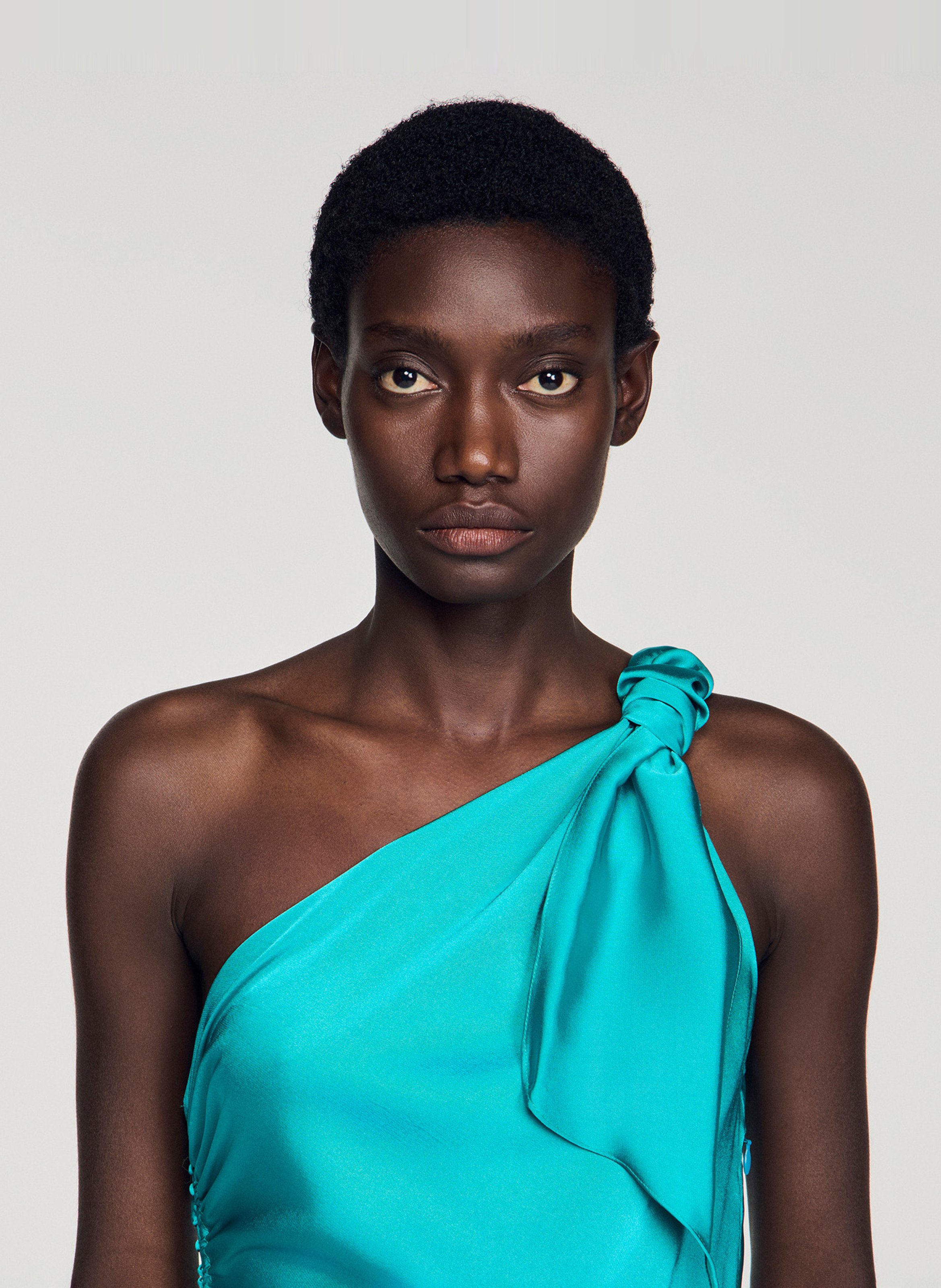 Robe longue satinée unie SANDRO Vert