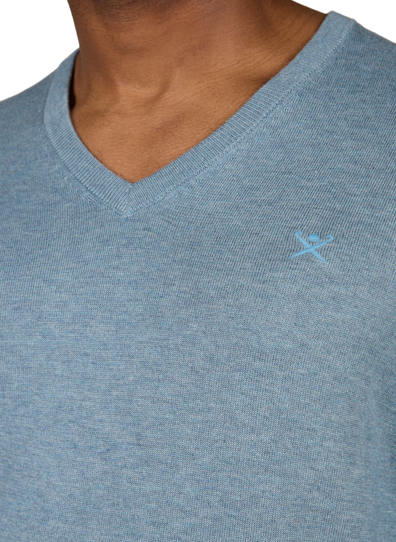 V-neck cotton and silk sweater HACKETT Blue