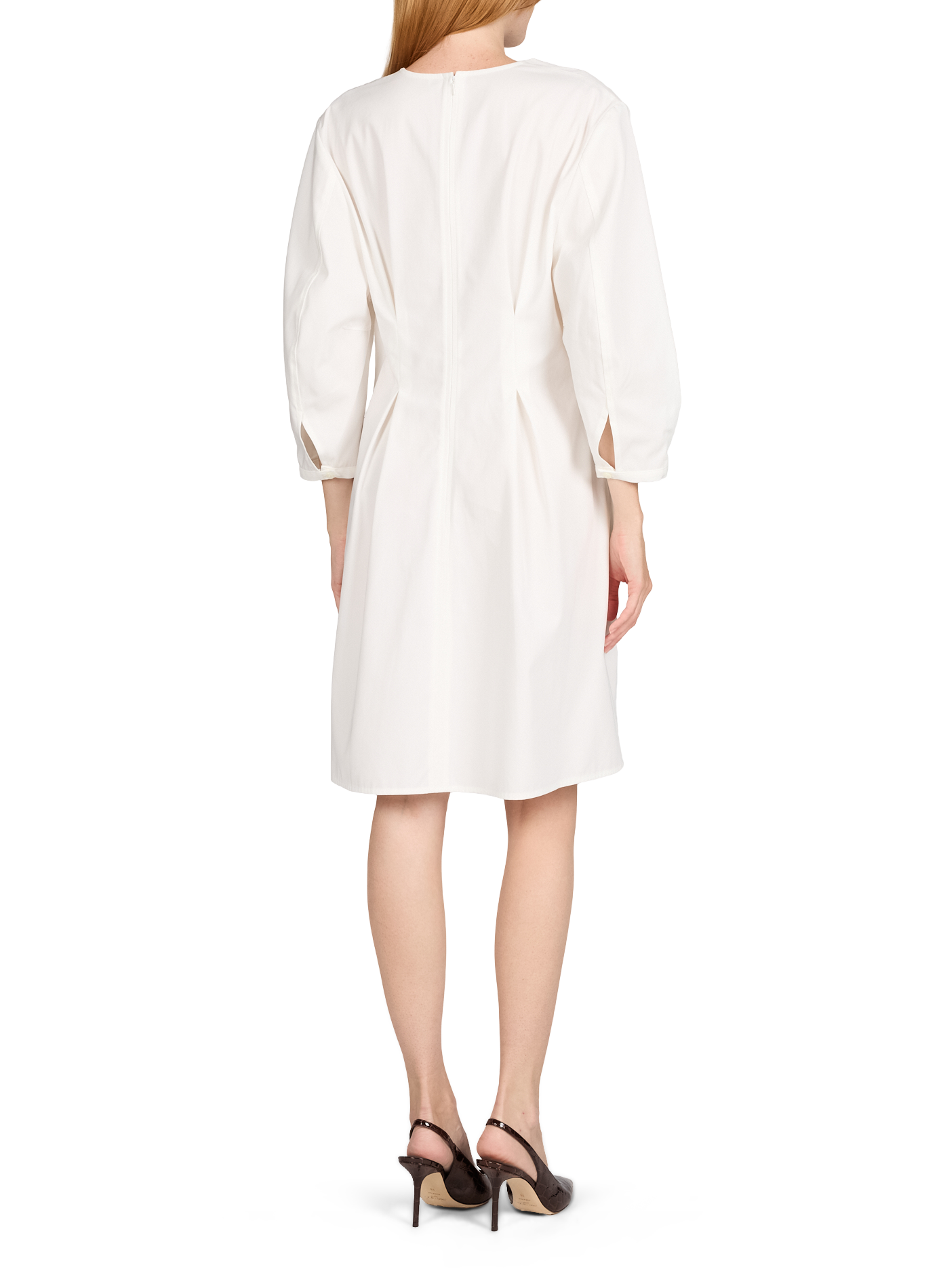 Robe cintrée à manches bouffantes en coton TOTEME Blanc