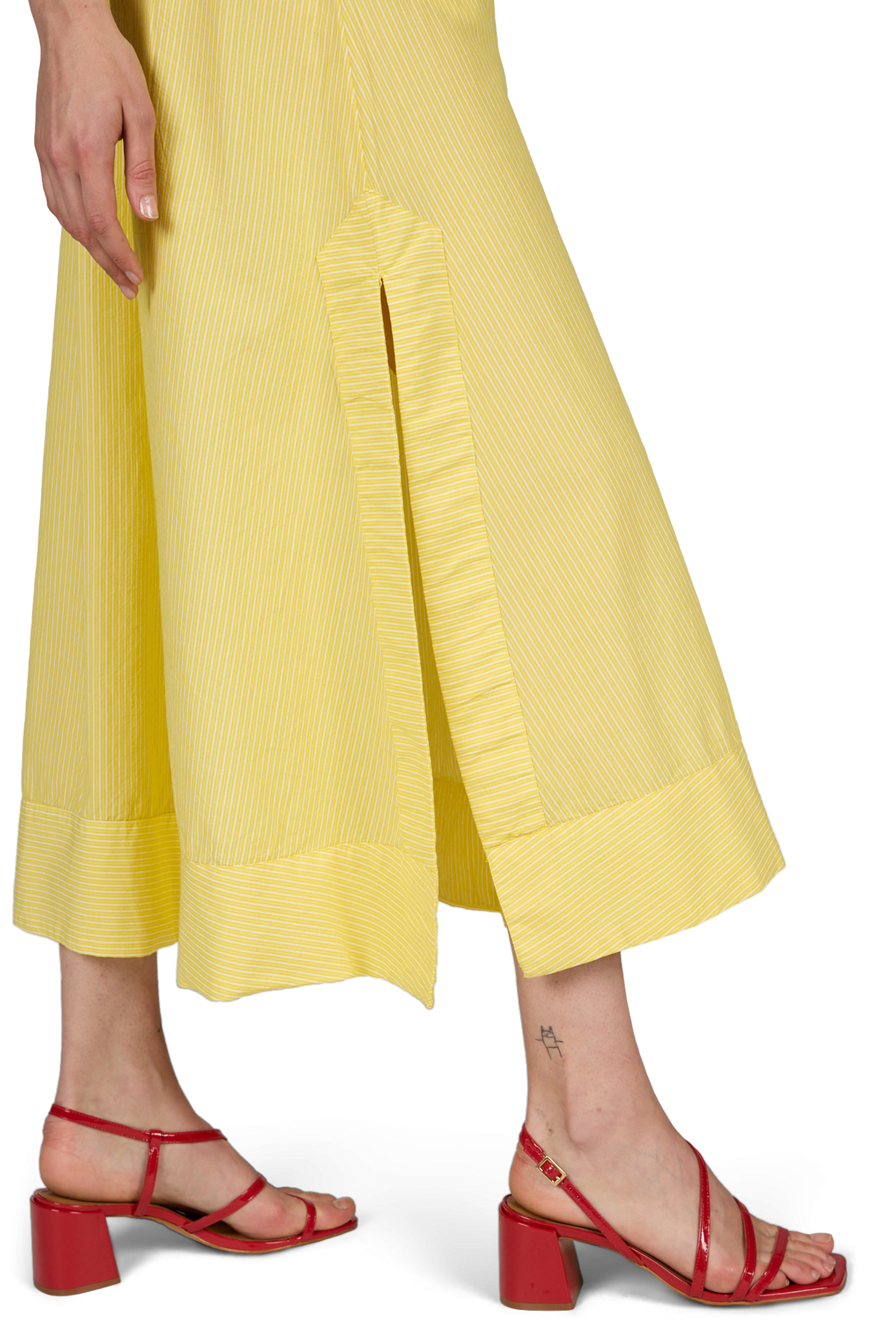 Gonna a righe svasata in cotone ROUGE EDIT Giallo
