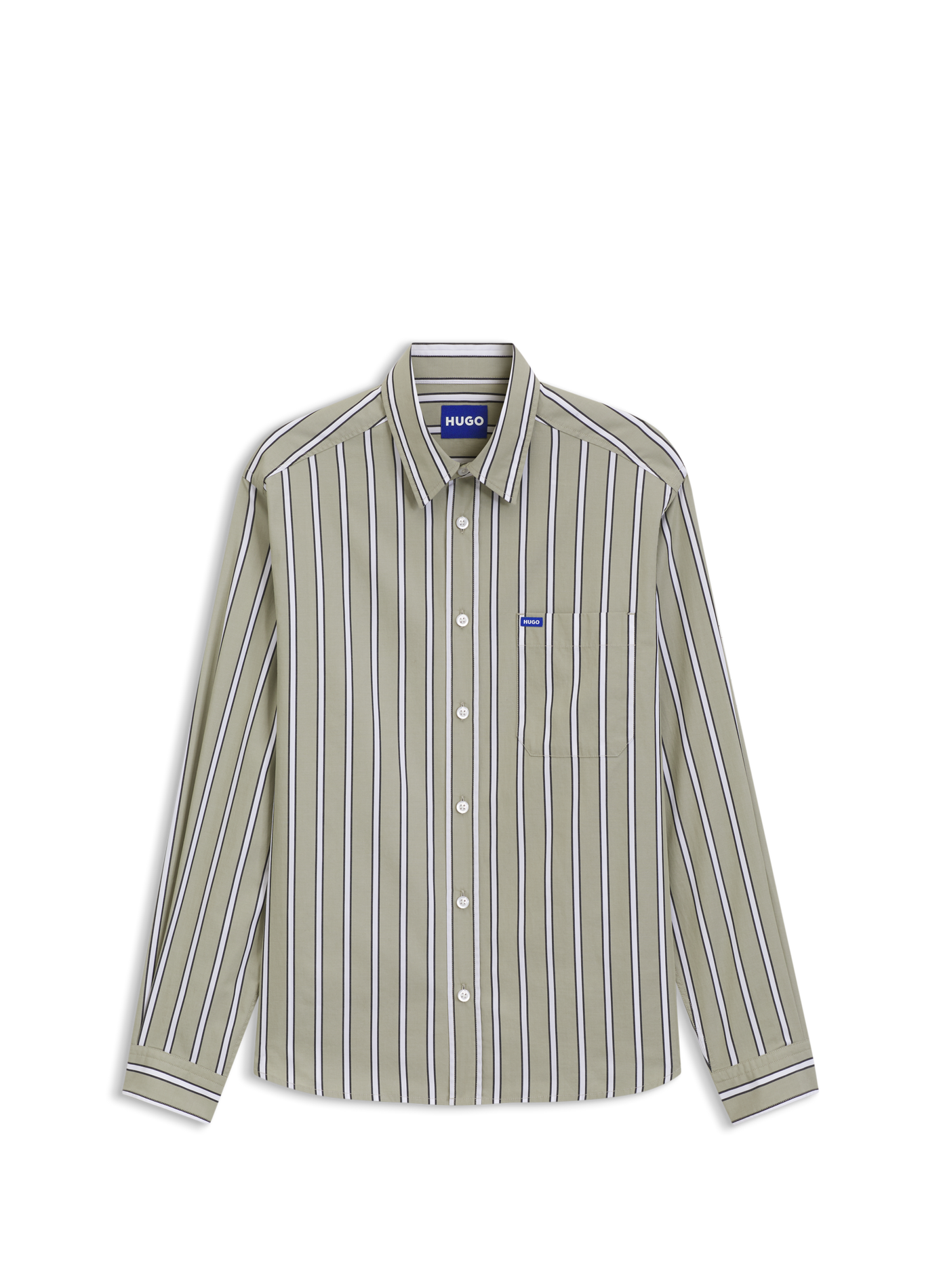 Oversized striped cotton shirt HUGO BLUE Green