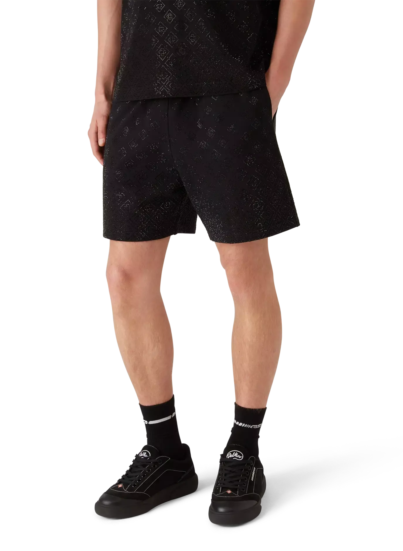 Shiny Monogram Short Crystal in Cotton CASABLANCA PARIS Black
