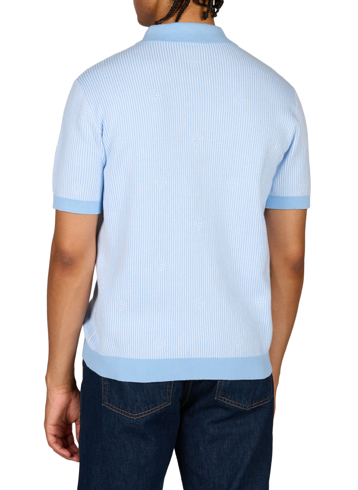Striped short-sleeved polo in blended cotton CASABLANCA PARIS Blue