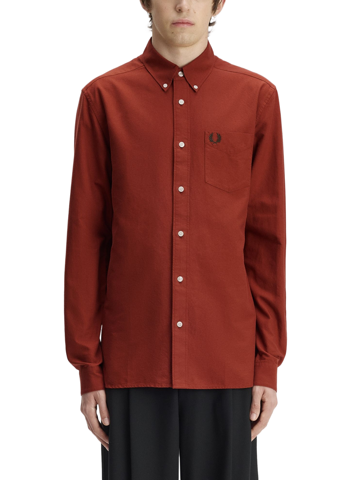 Chemise col américain en coton | Orange FRED PERRY Homme