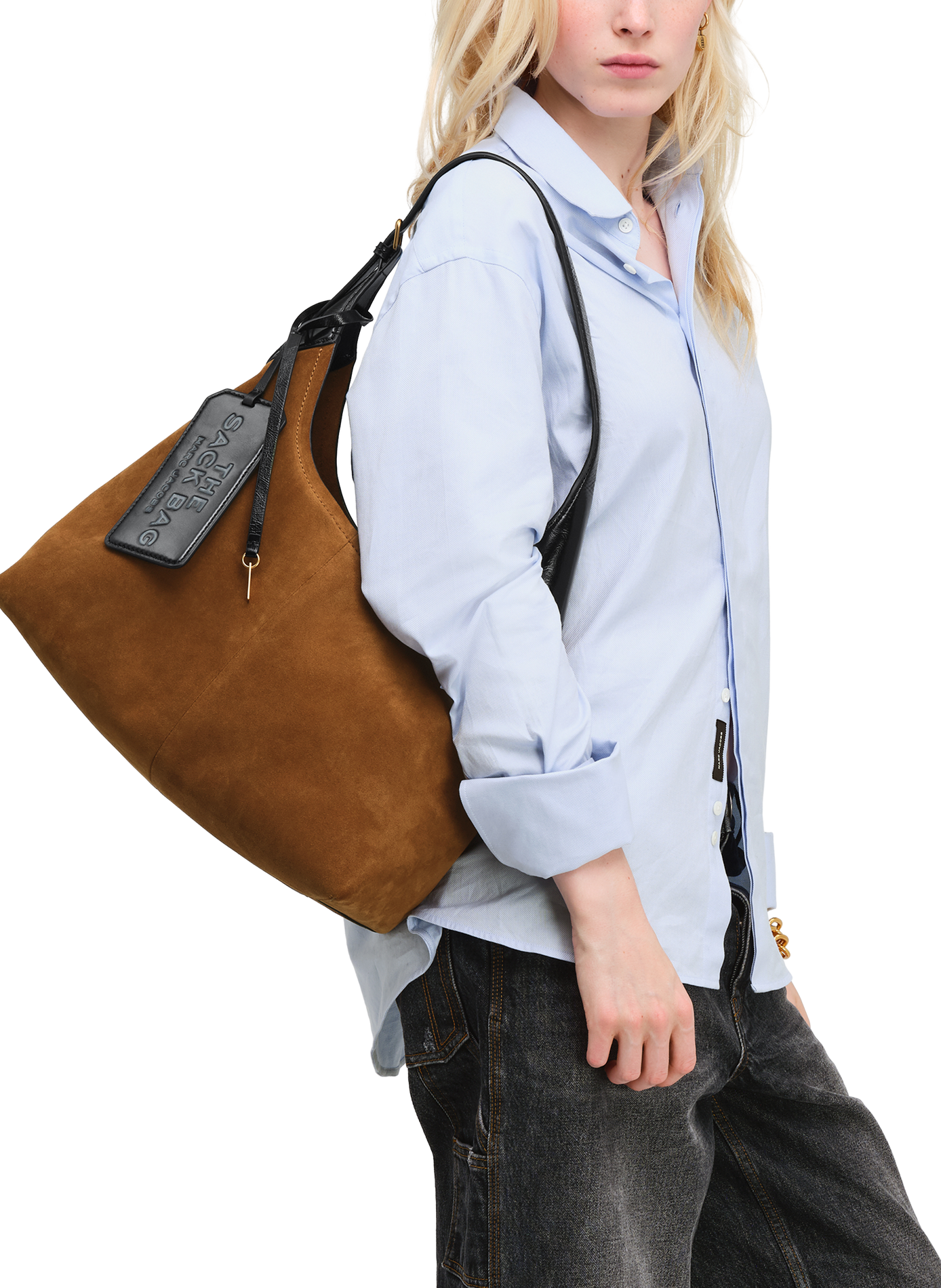 Sac épaule The Belted Sack en cuir daim MARC JACOBS Marron