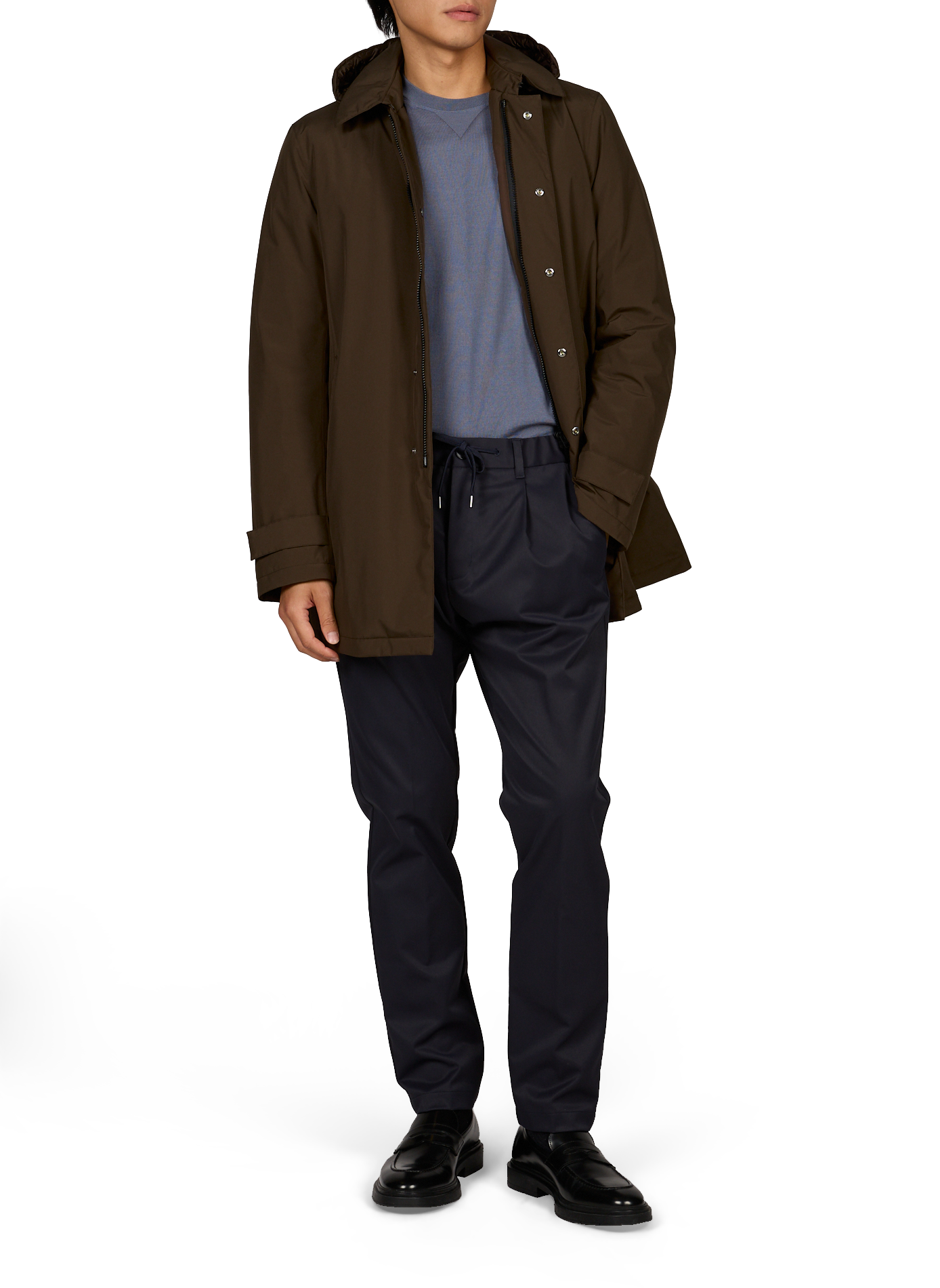 Straight hooded parka HERNO Brown