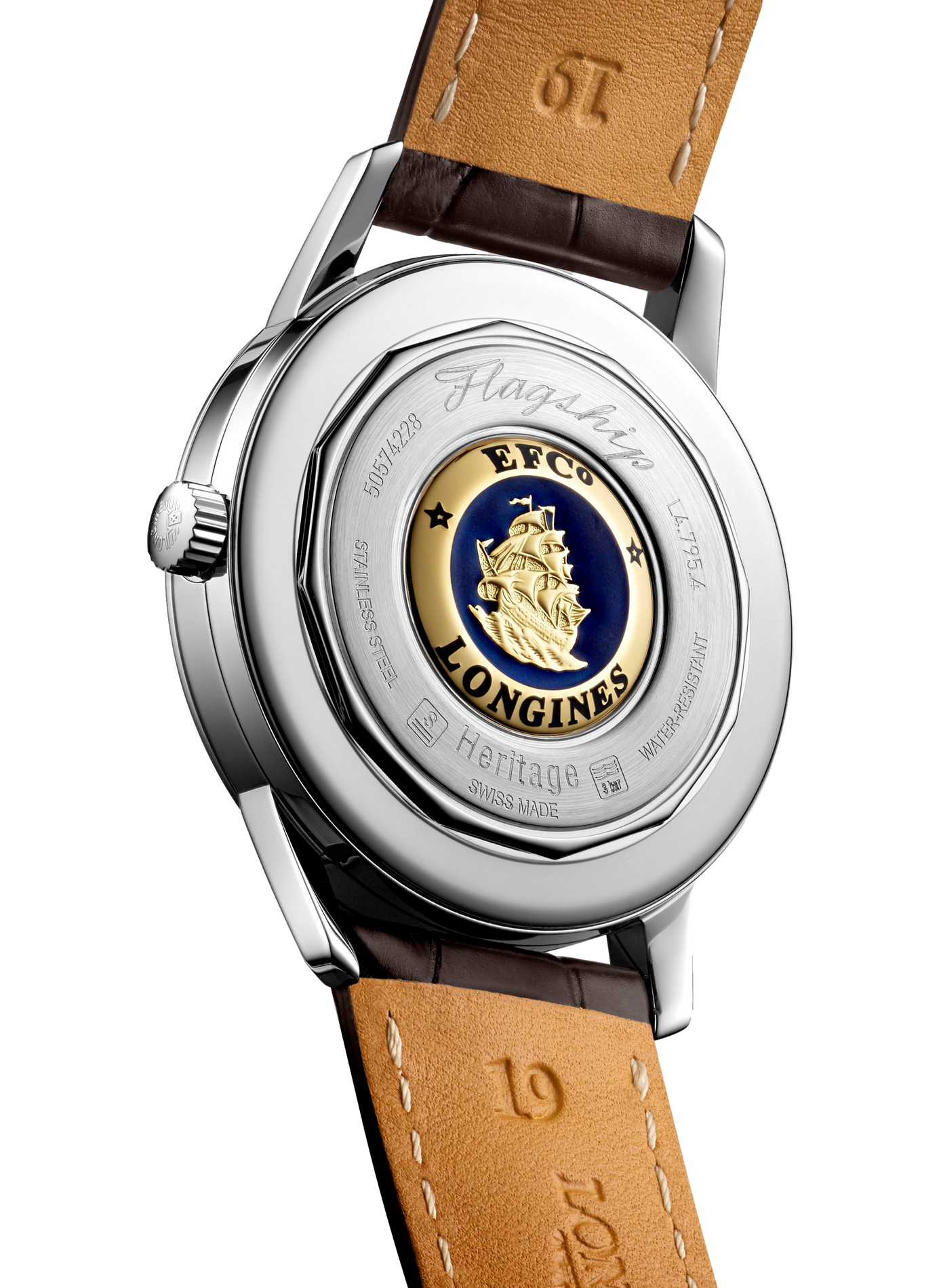 Montre automatique Flagship Heritage en cuir LONGINES Blanc