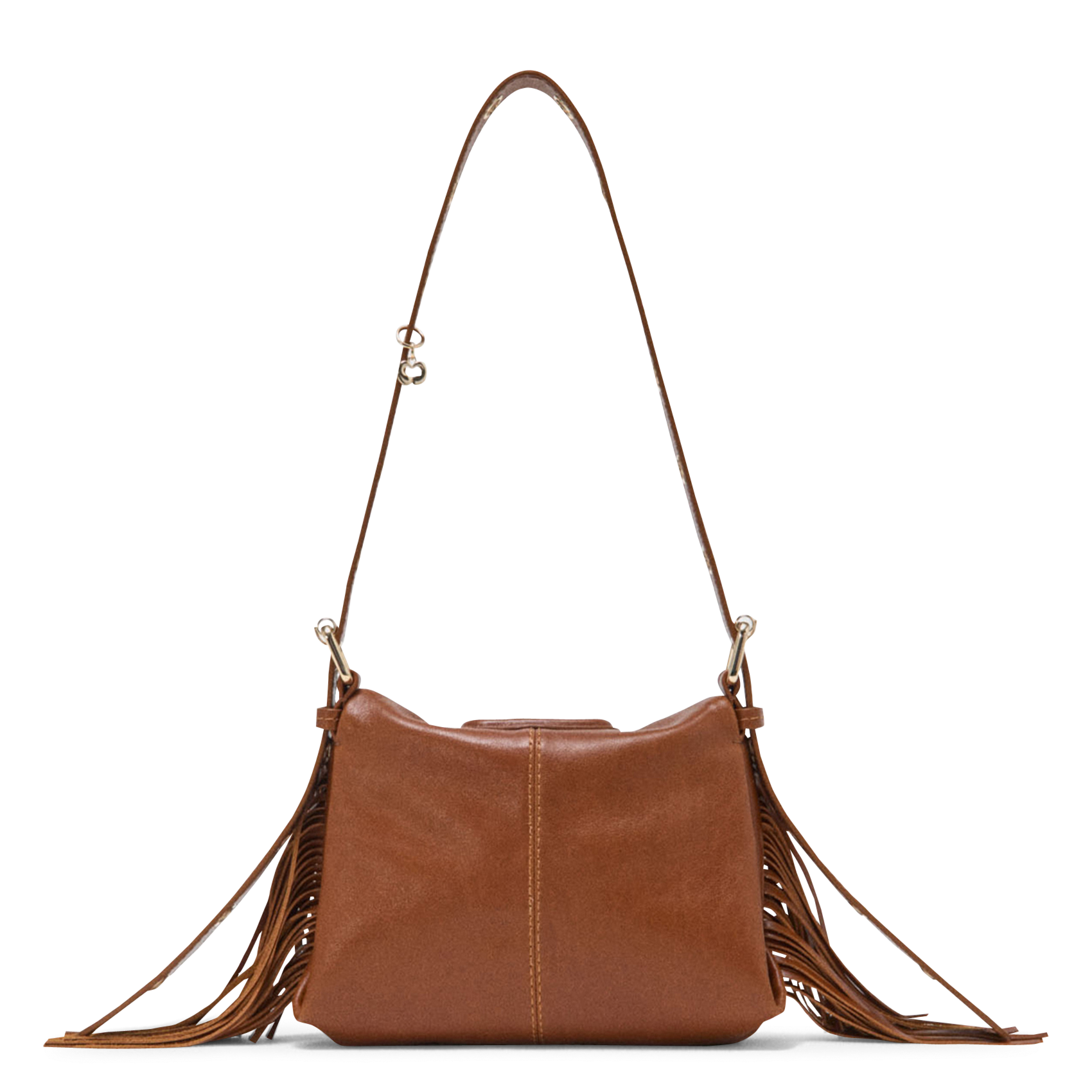 Sac bandoulière en cuir MAJE Marron