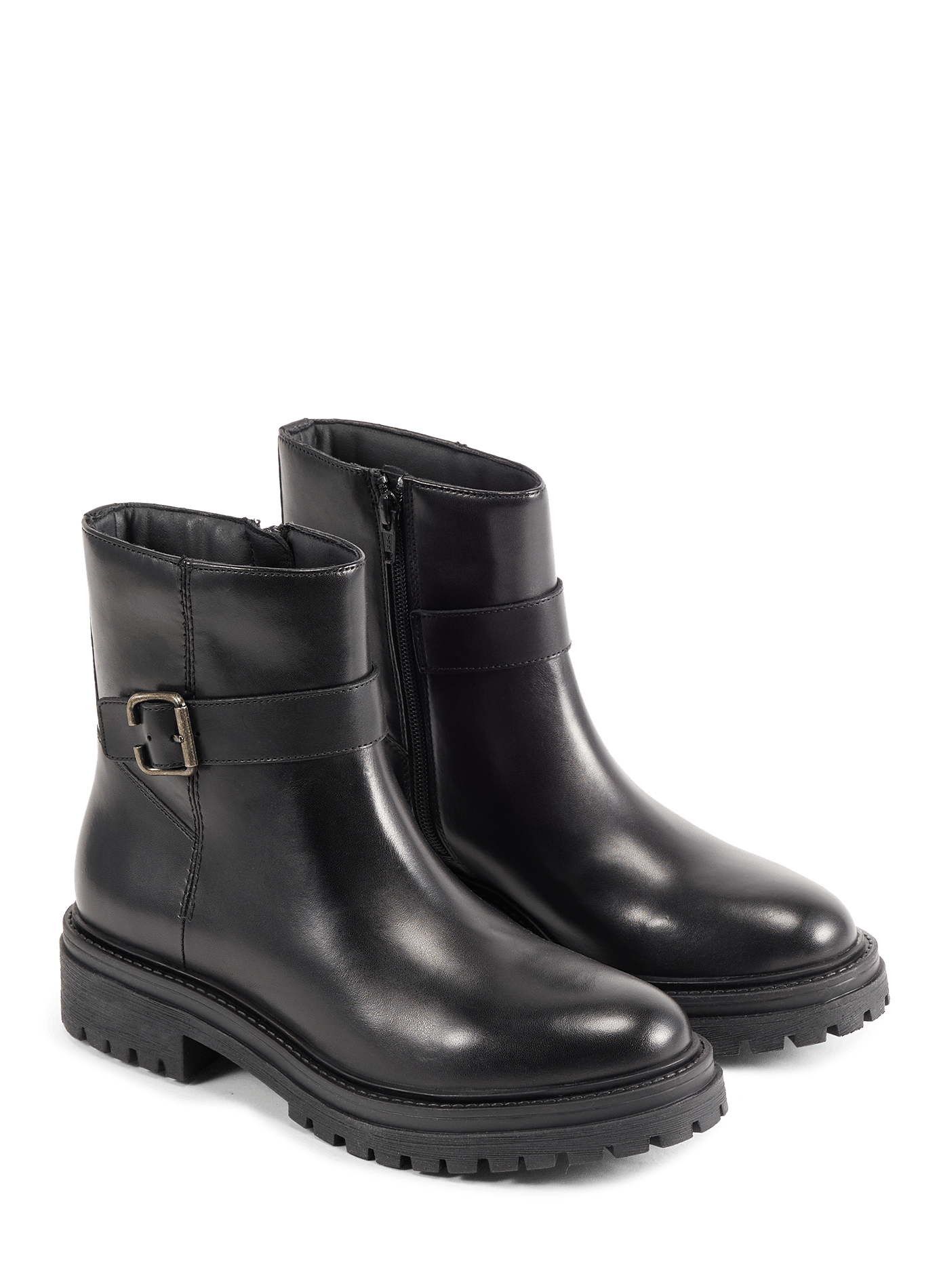 Iridea leather buckle ankle boots GEOX Black