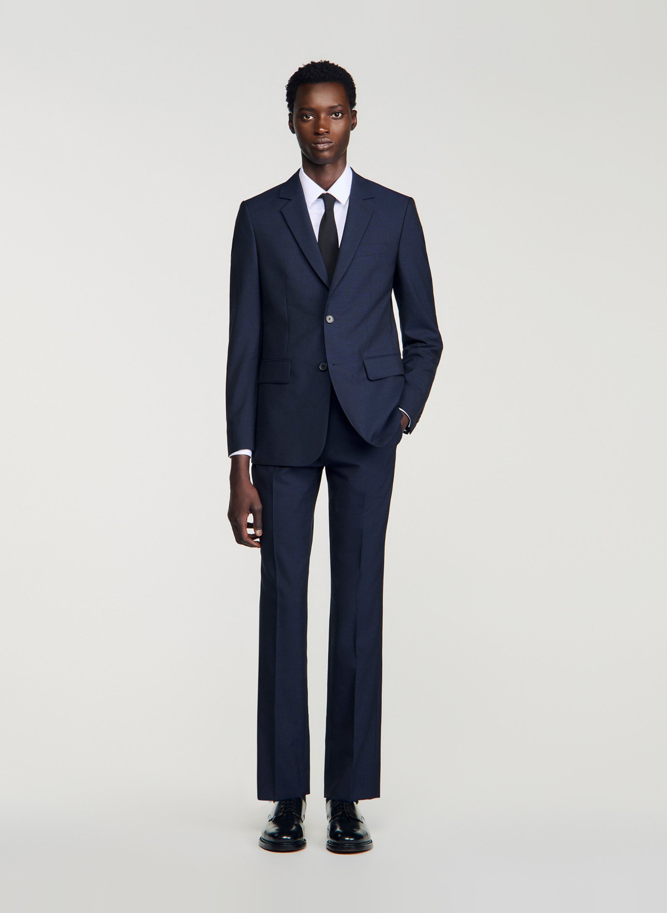 Veste de costume en laine SANDRO Bleu
