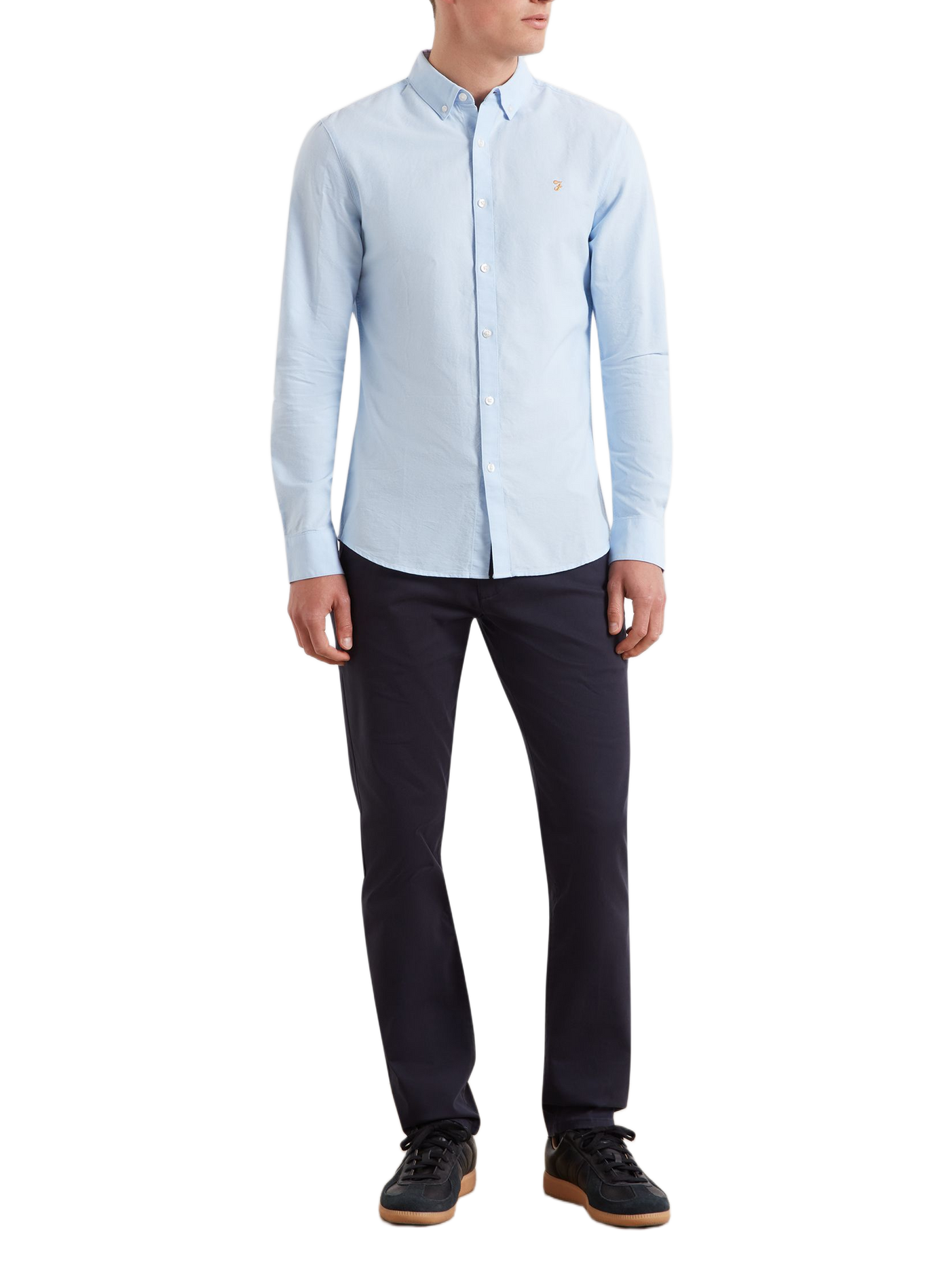 Chemise droite à logo brodé en coton FARAH Blue