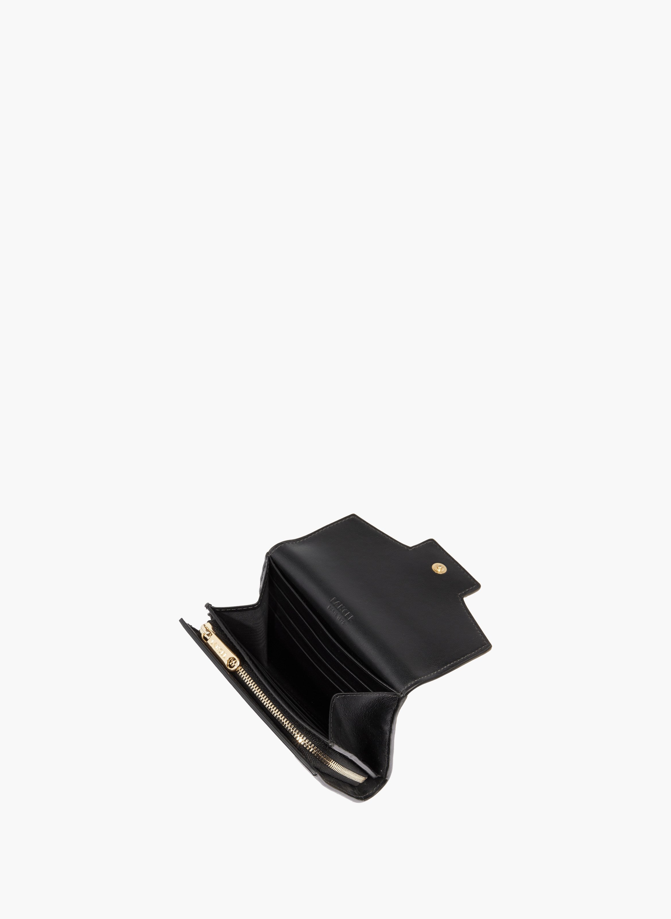 Portefeuille compact angele de lancel à rabat, en cuir noir LANCEL Noir