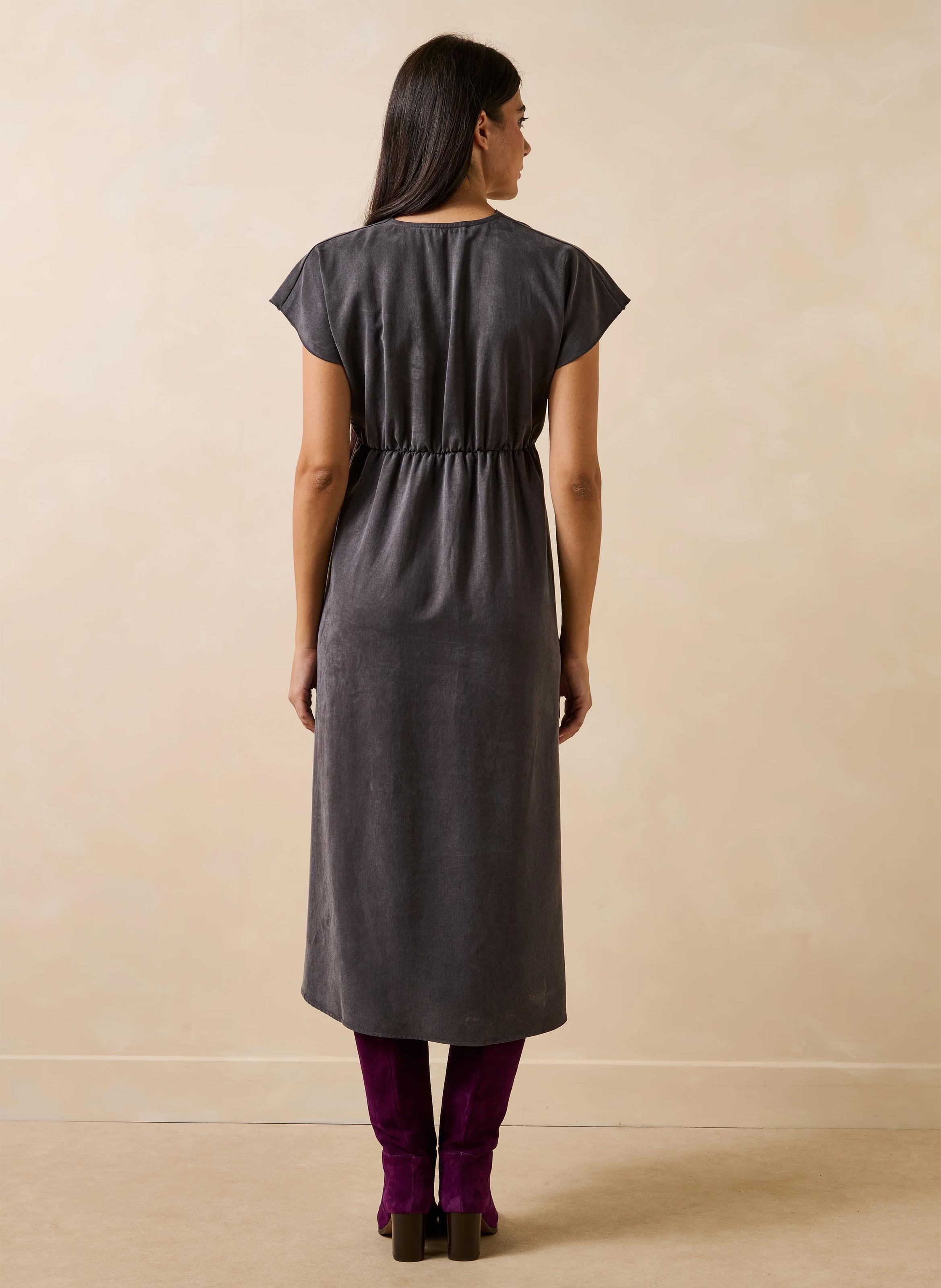 Midi jurk met V-hals LA FEE MARABOUTEE Grijs