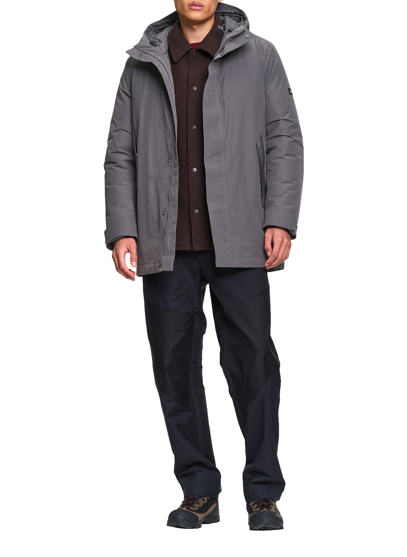 Parka mi-longue  droite MTD avec capuche AIGLE Gris