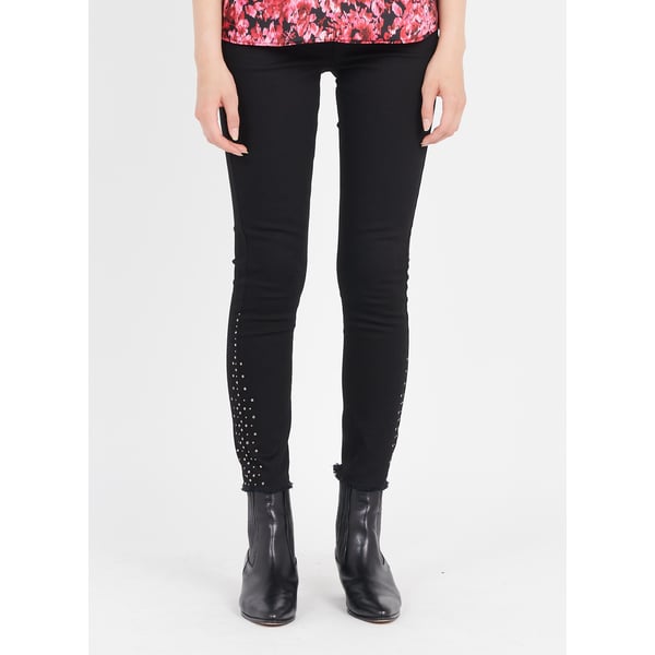 Jean slim croppé avec strass