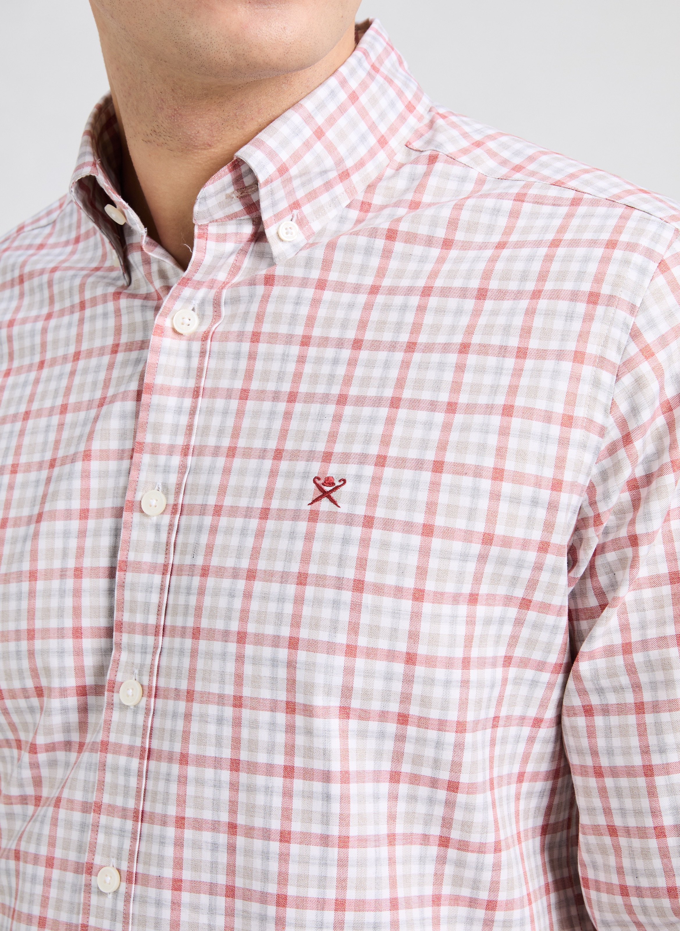 Chemise à carreaux Mouline Check HACKETT Rouge