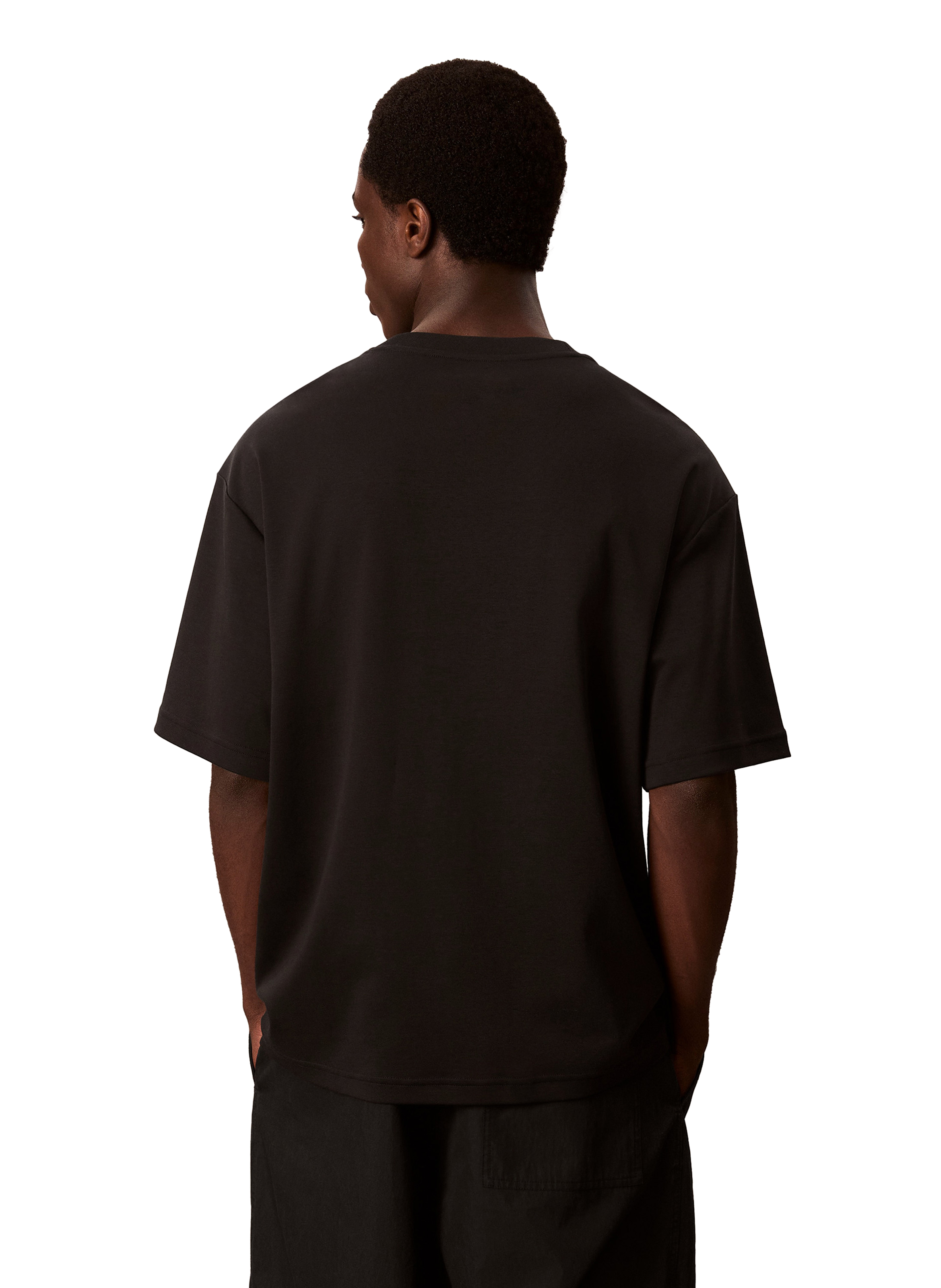 T-shirt à col rond en coton CALVIN KLEIN Noir