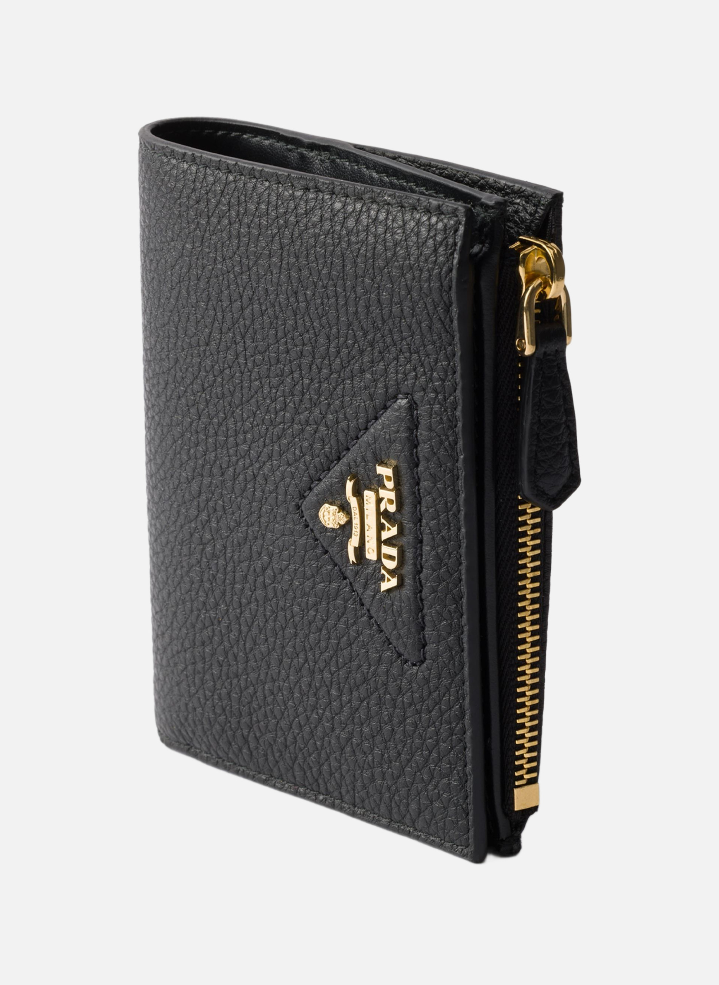 Petit portefeuille en cuir PRADA Noir