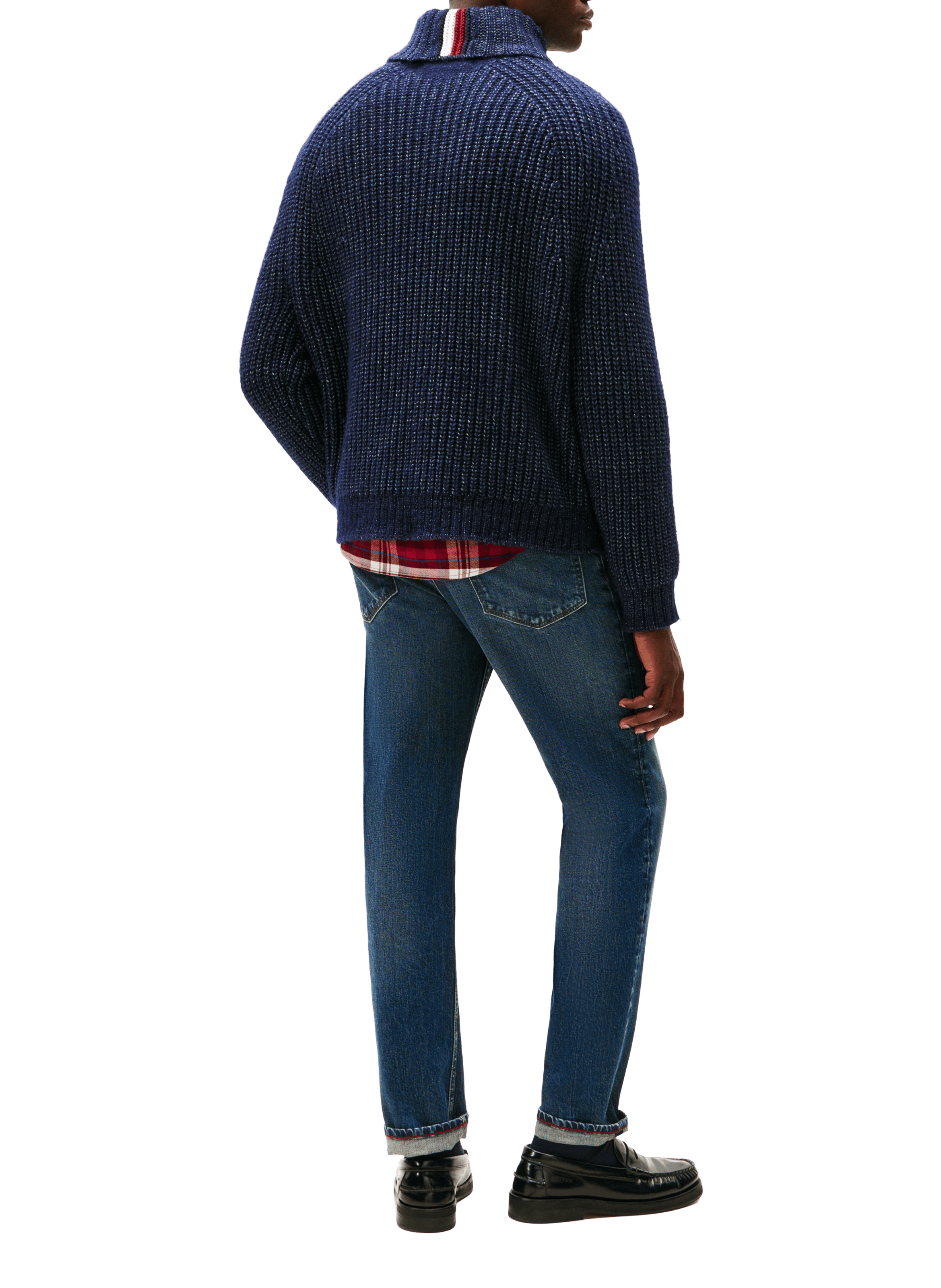 Wool and cotton blend turtleneck sweater TOMMY HILFIGER Blue