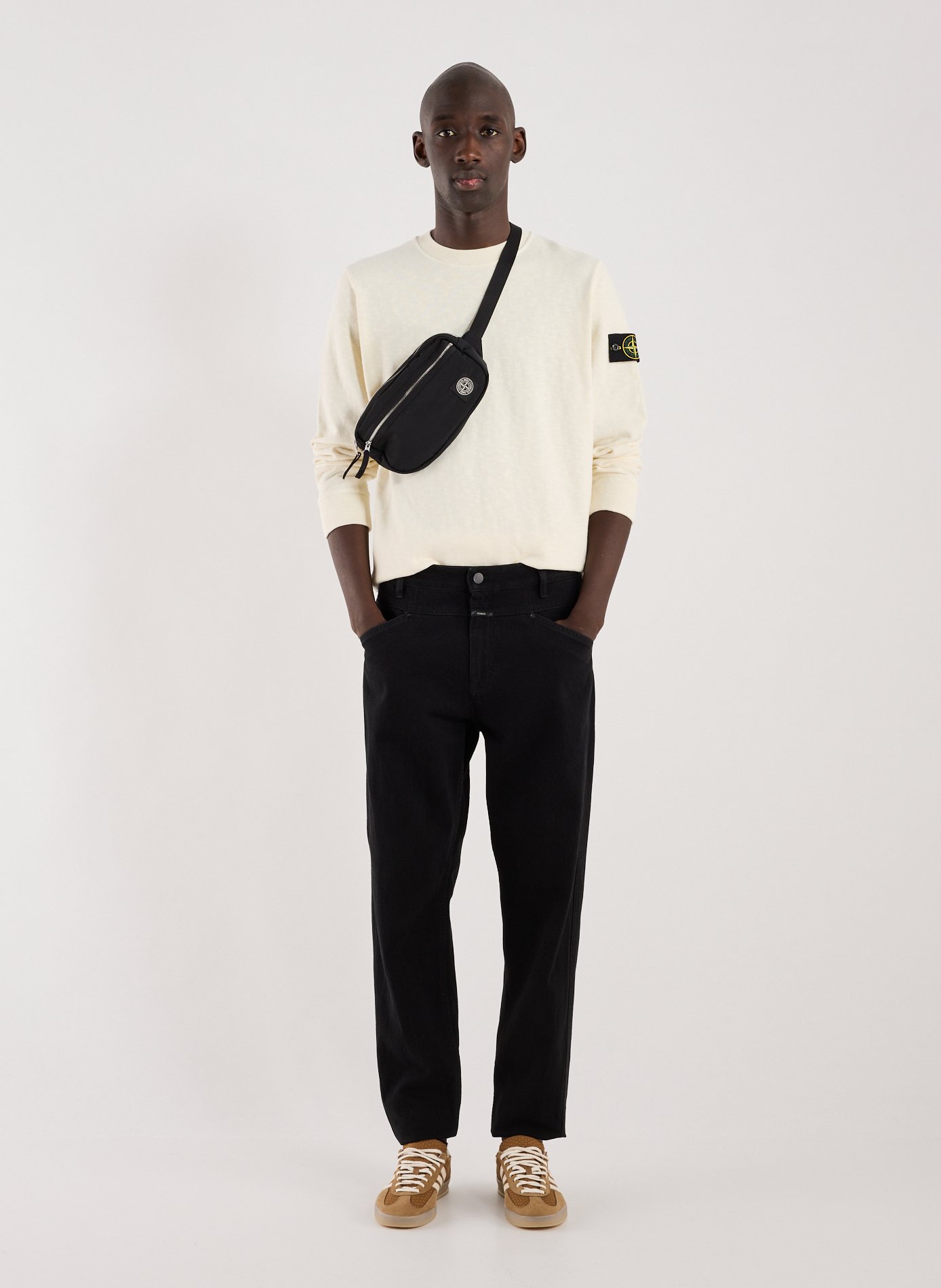 Sweatshirt droit en coton STONE ISLAND Beige