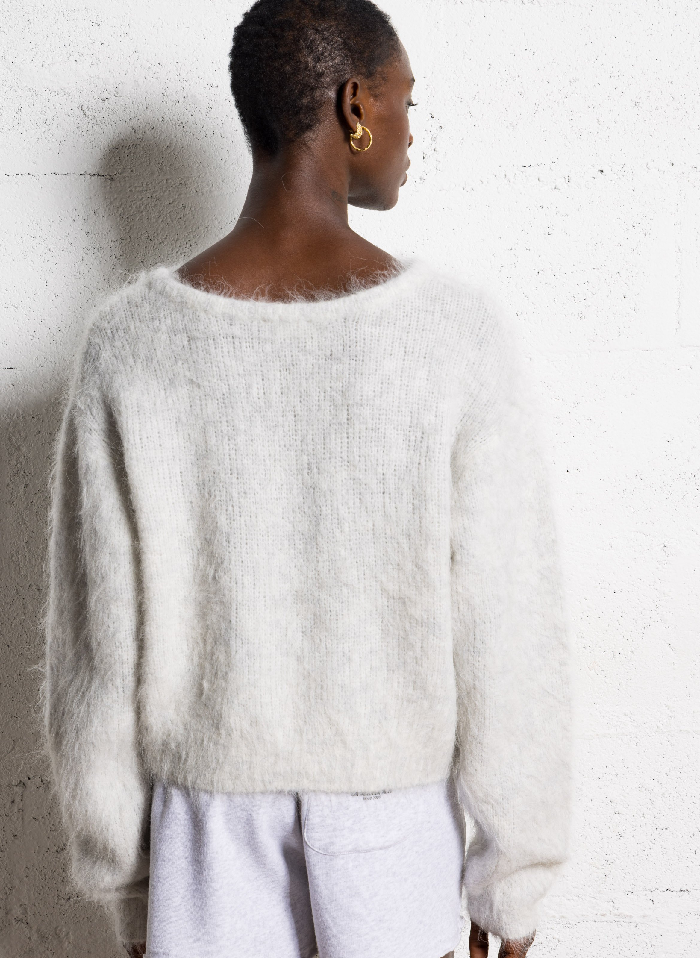 Pull oversize col rond en laine mélangée niby AMERICAN VINTAGE Gris