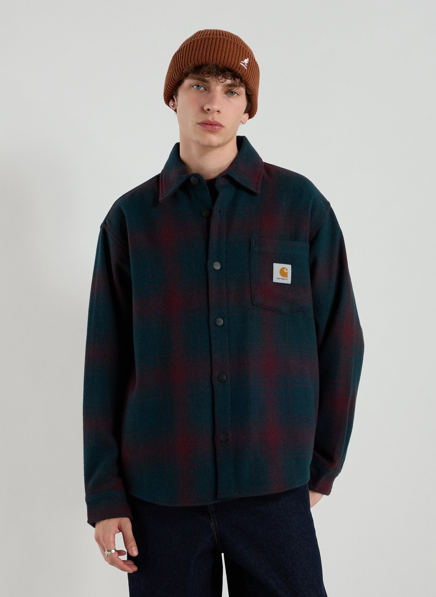 Shirt with classic collar in blended wool CARHARTT WIP Green